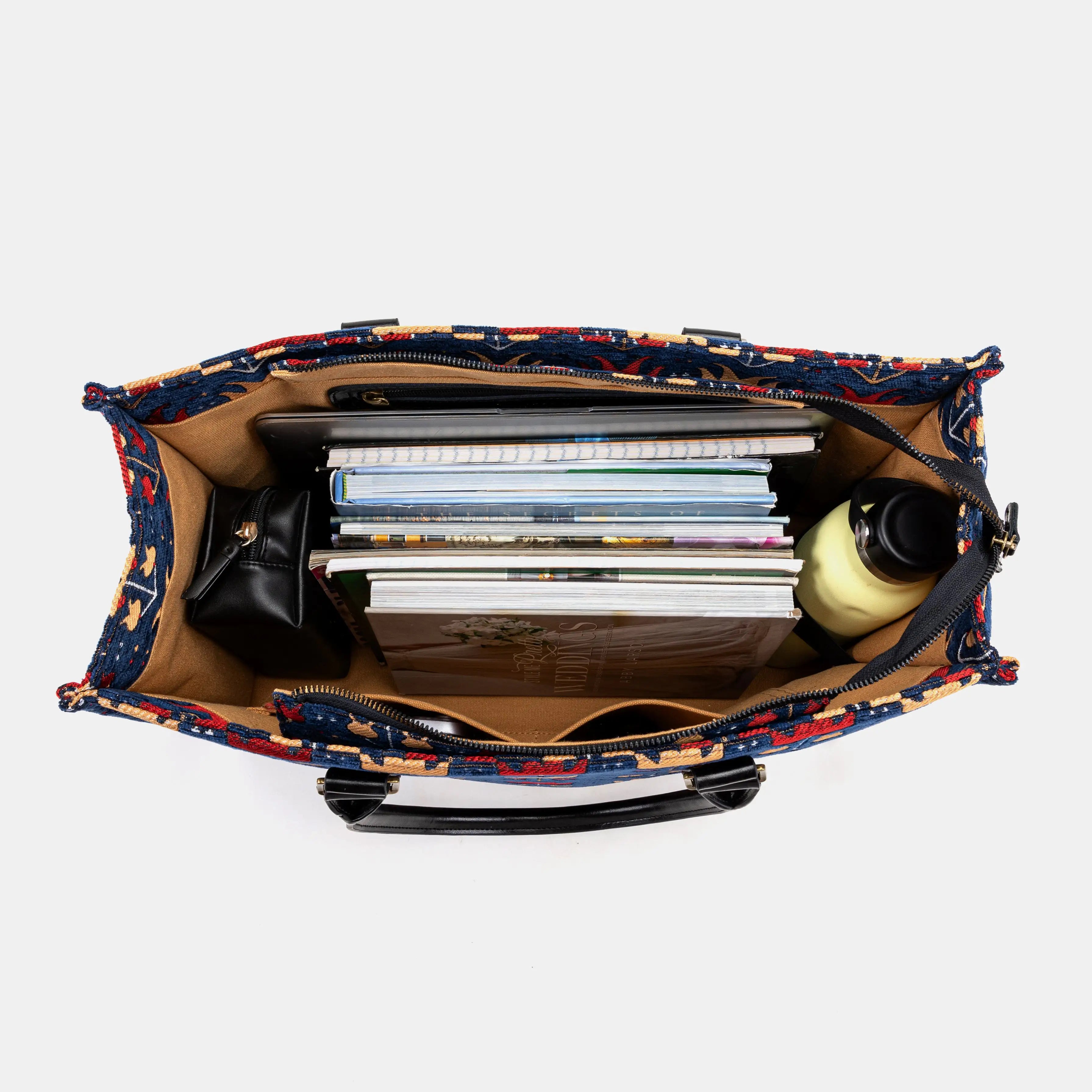 Poppy Bloom Laptop Work Tote of America inside