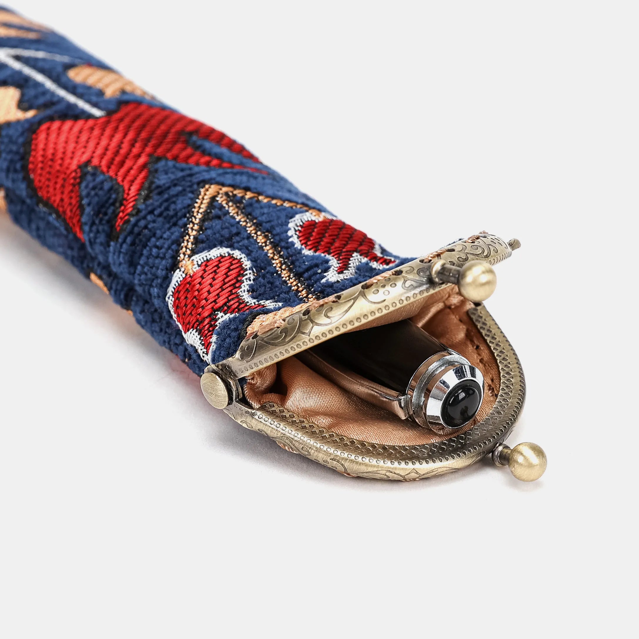 Poppy Bloom Solo Pen Case Carpetbag of America open