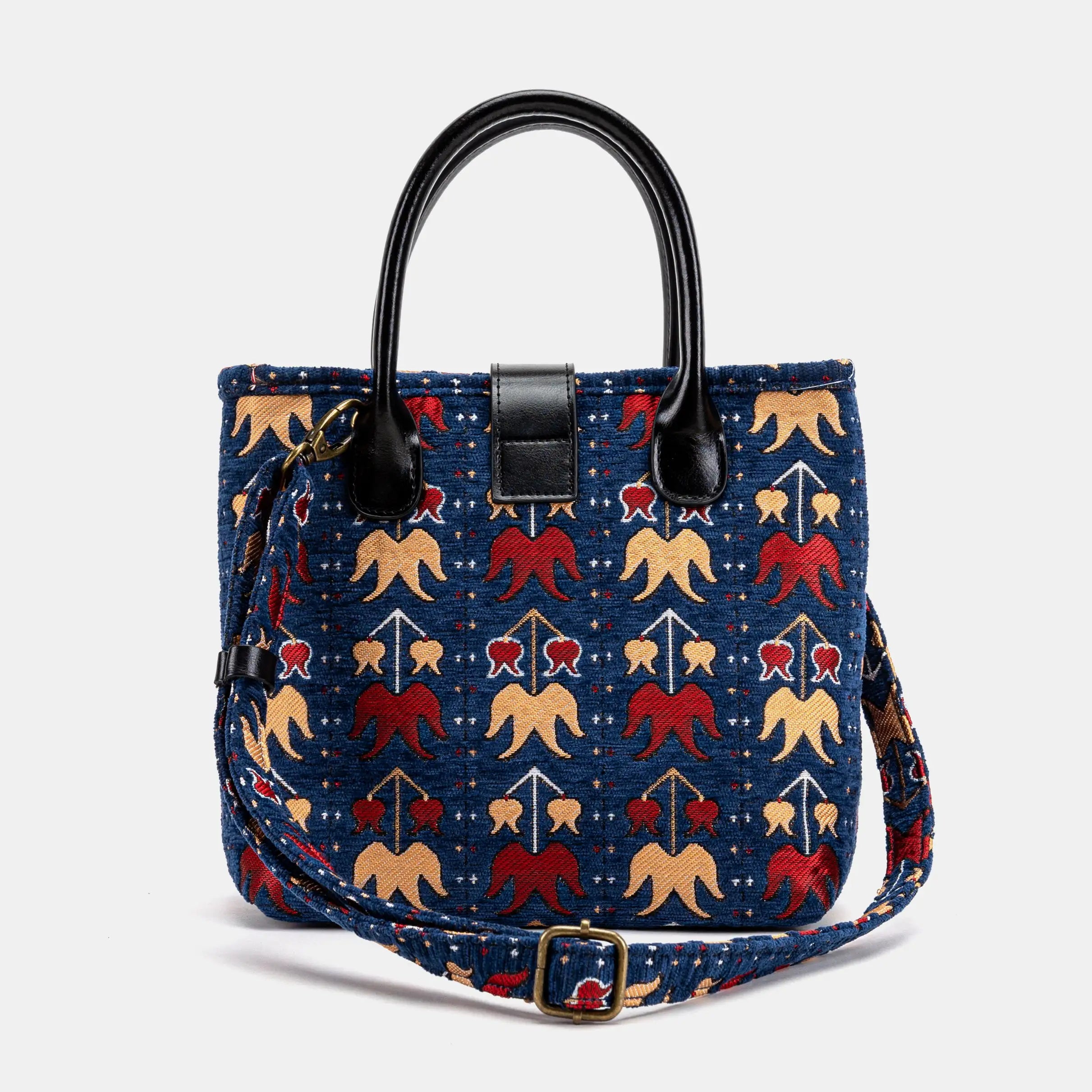 Poppy Bloom Tuck Lock Carpet Satchel Carpetbag of America back