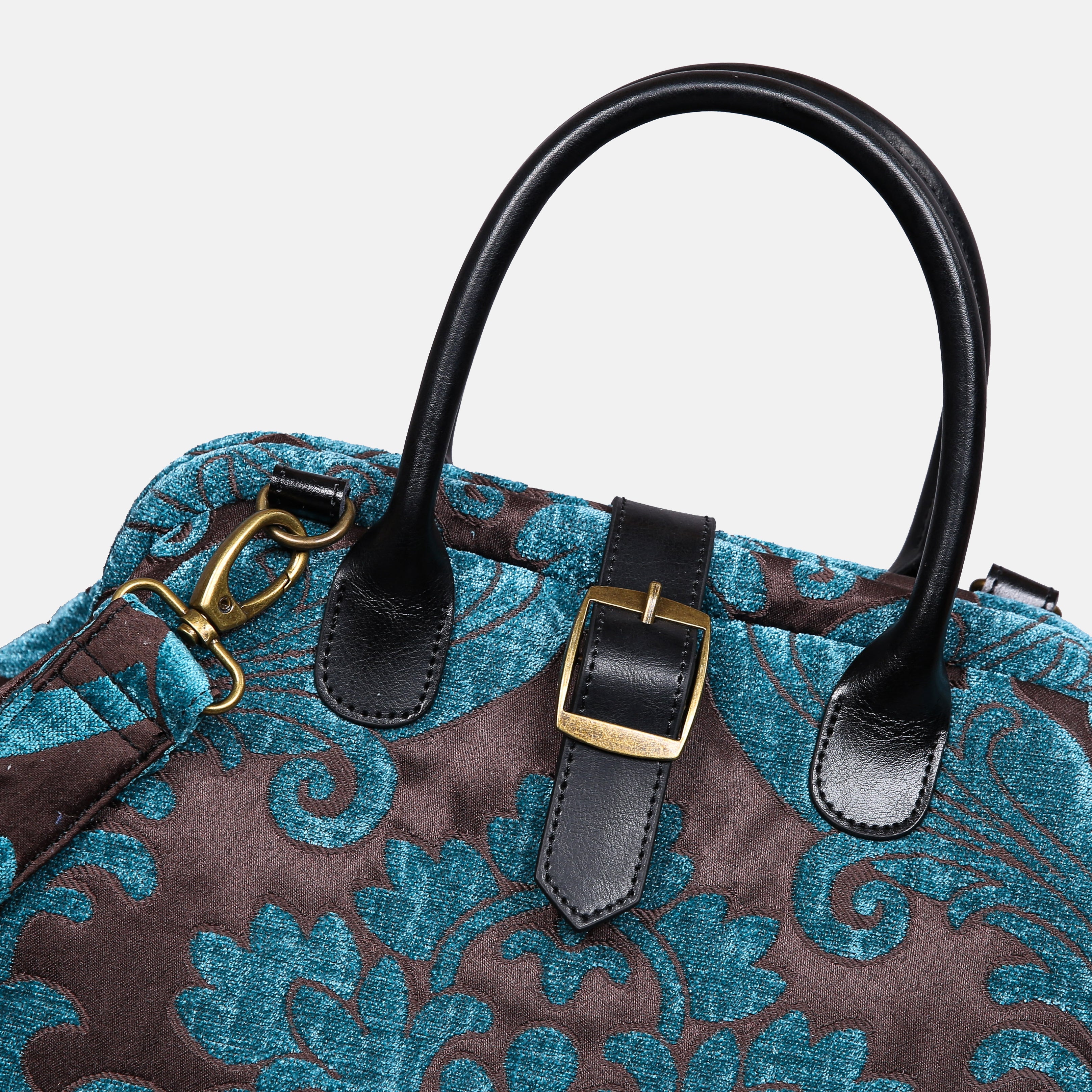 Queen Azure Blue Carpet Handbag Purse carpet bag MCW Handmade of America buckle