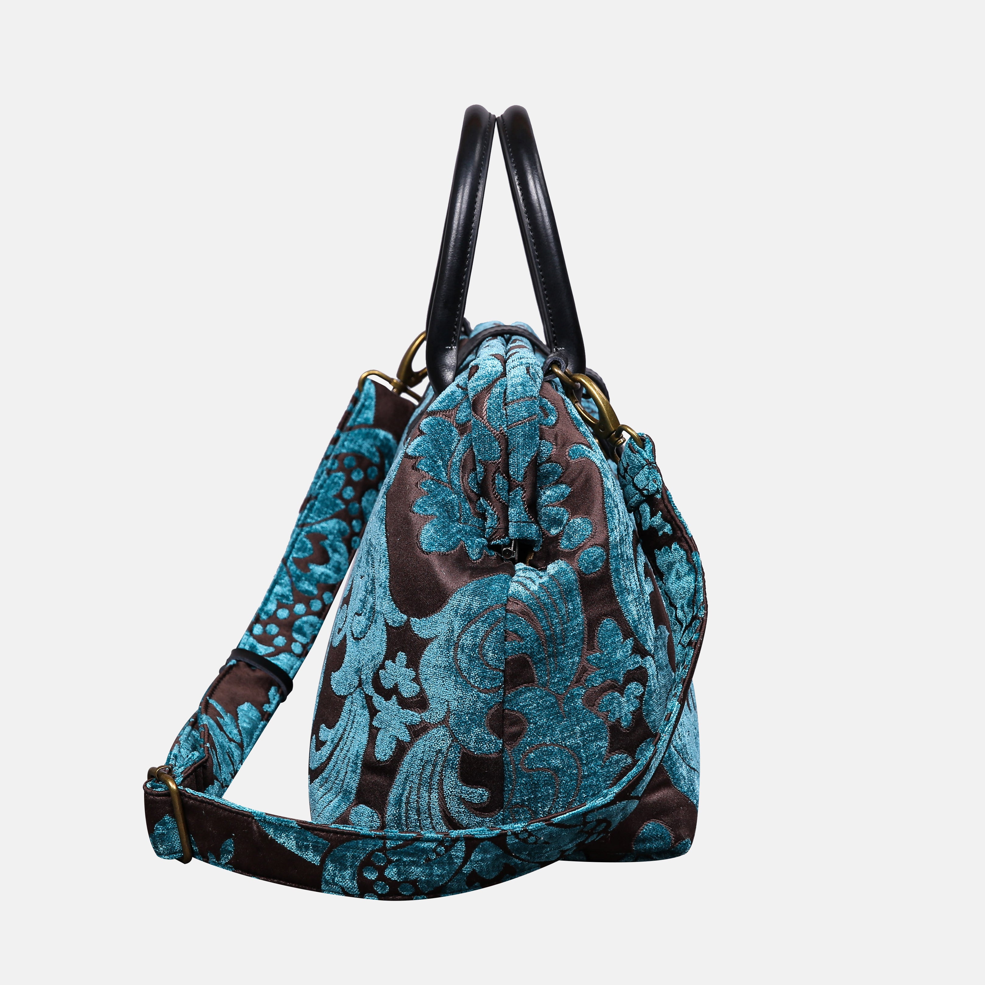 Queen Azure Blue Carpet Handbag Purse carpet bag MCW Handmade of America side