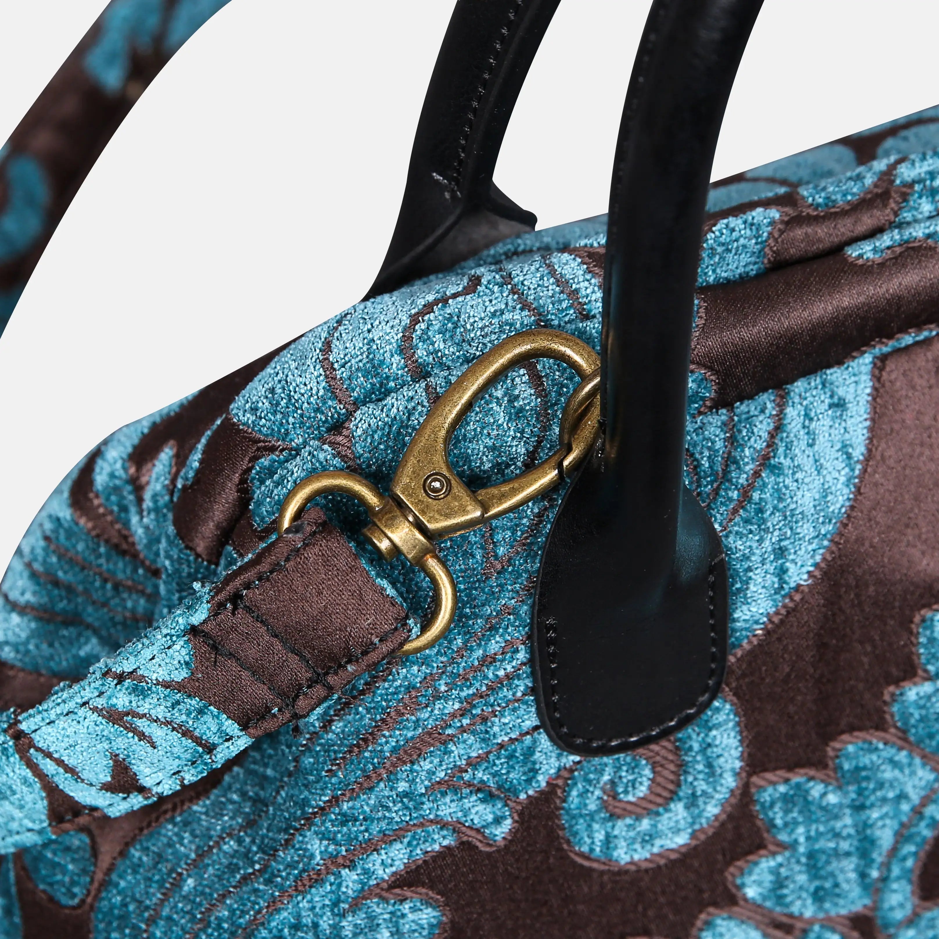 Queen Azure Blue Carpet Satchel carpet bag MCW Handmade of America buckle
