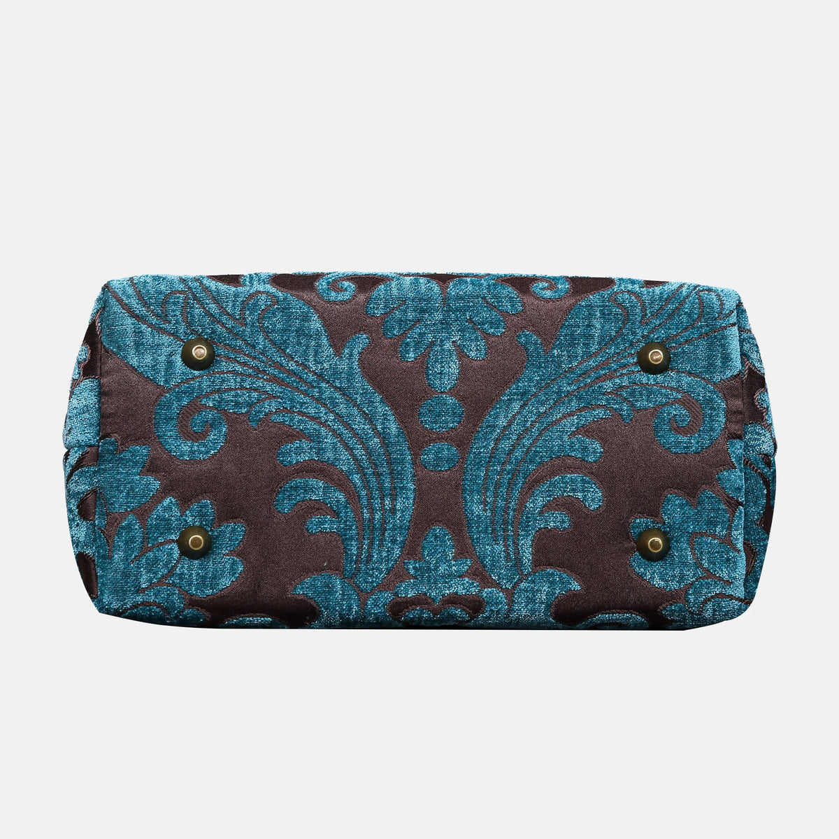 Queen Azure Blue Carpet Satchel carpet bag MCW Handmade of America bottom