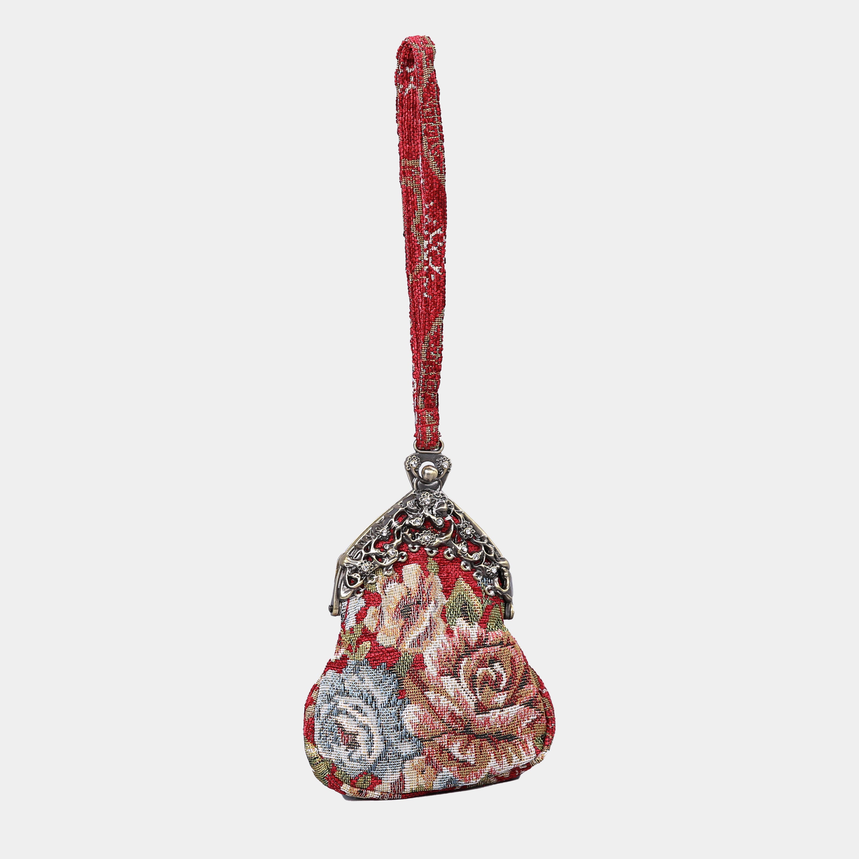 Queen Floral Red Chatelaine Purse Wristlet Bag carpet bag of America main