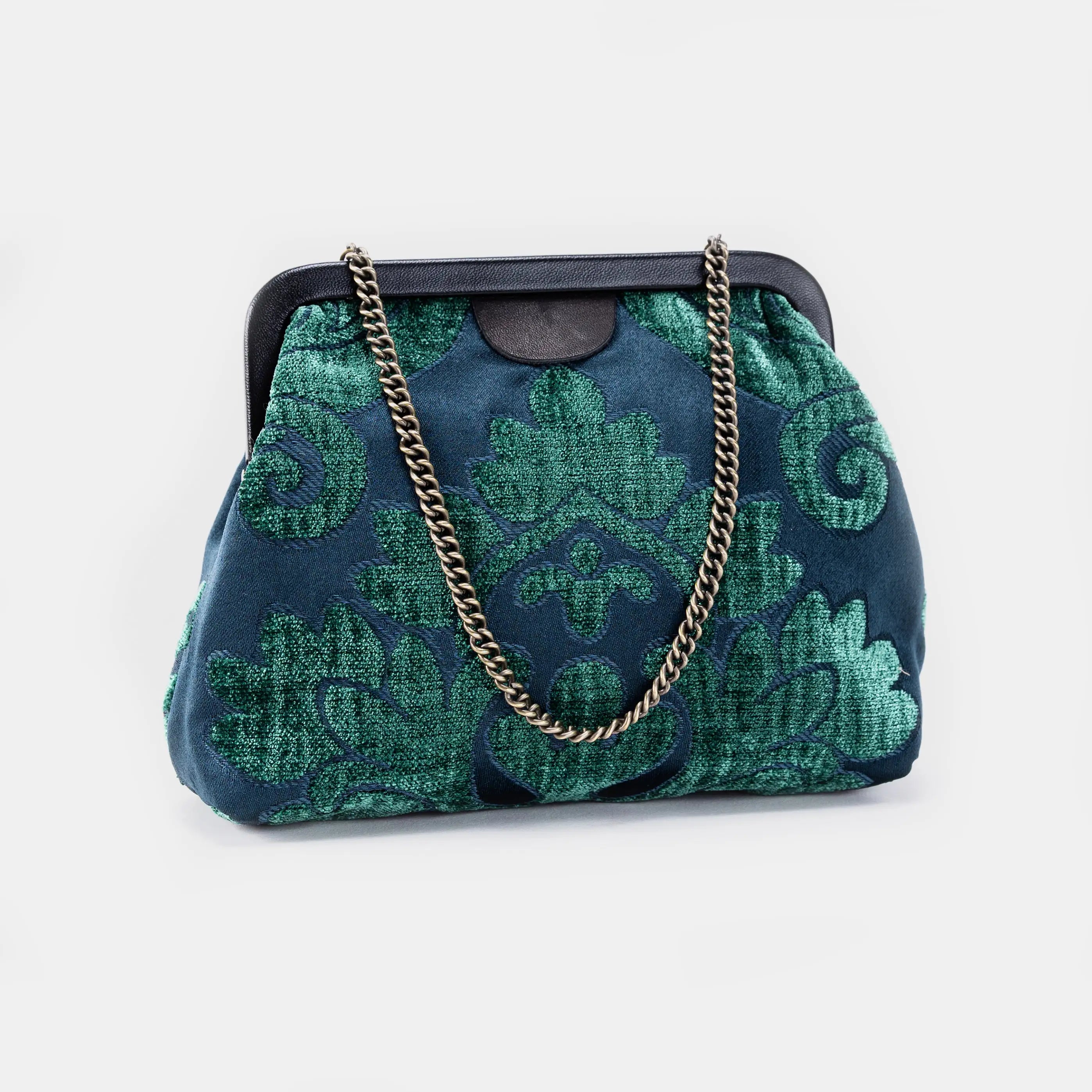 Queen Hunter Green Alma Evening Clutch Carpet Bag  main