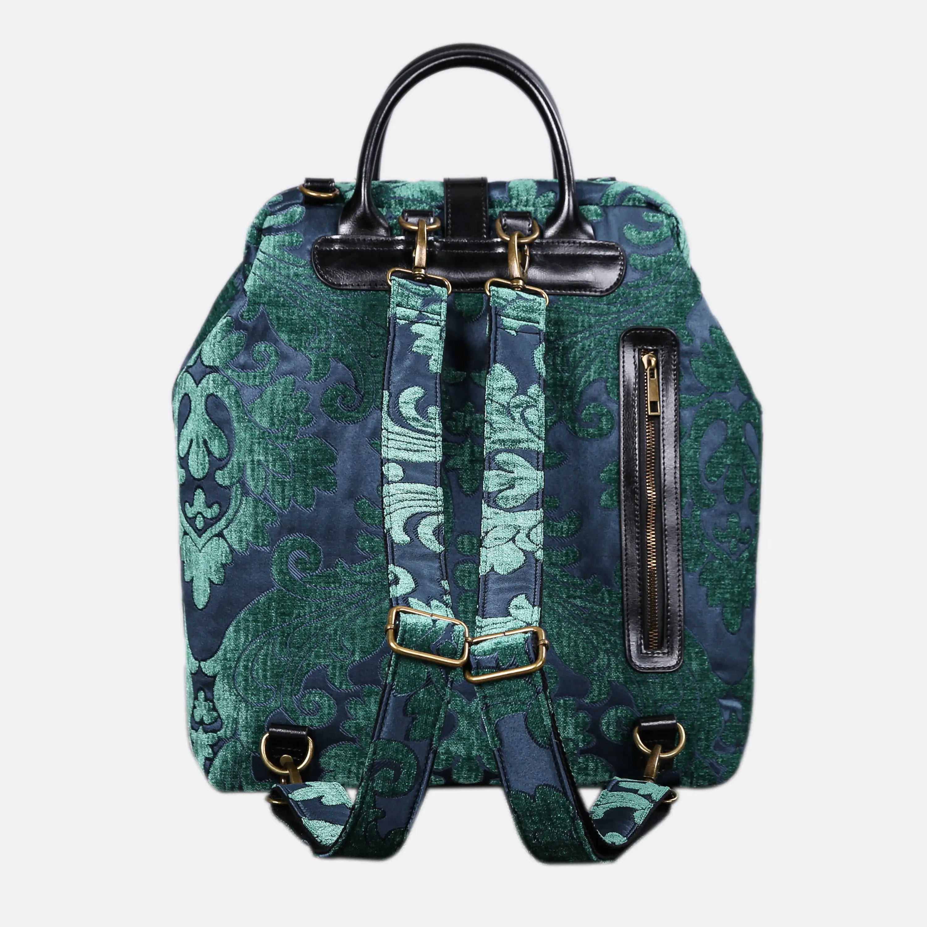 Queen Hunter Green Carpet Laptop Backpack Carpetbag of America back