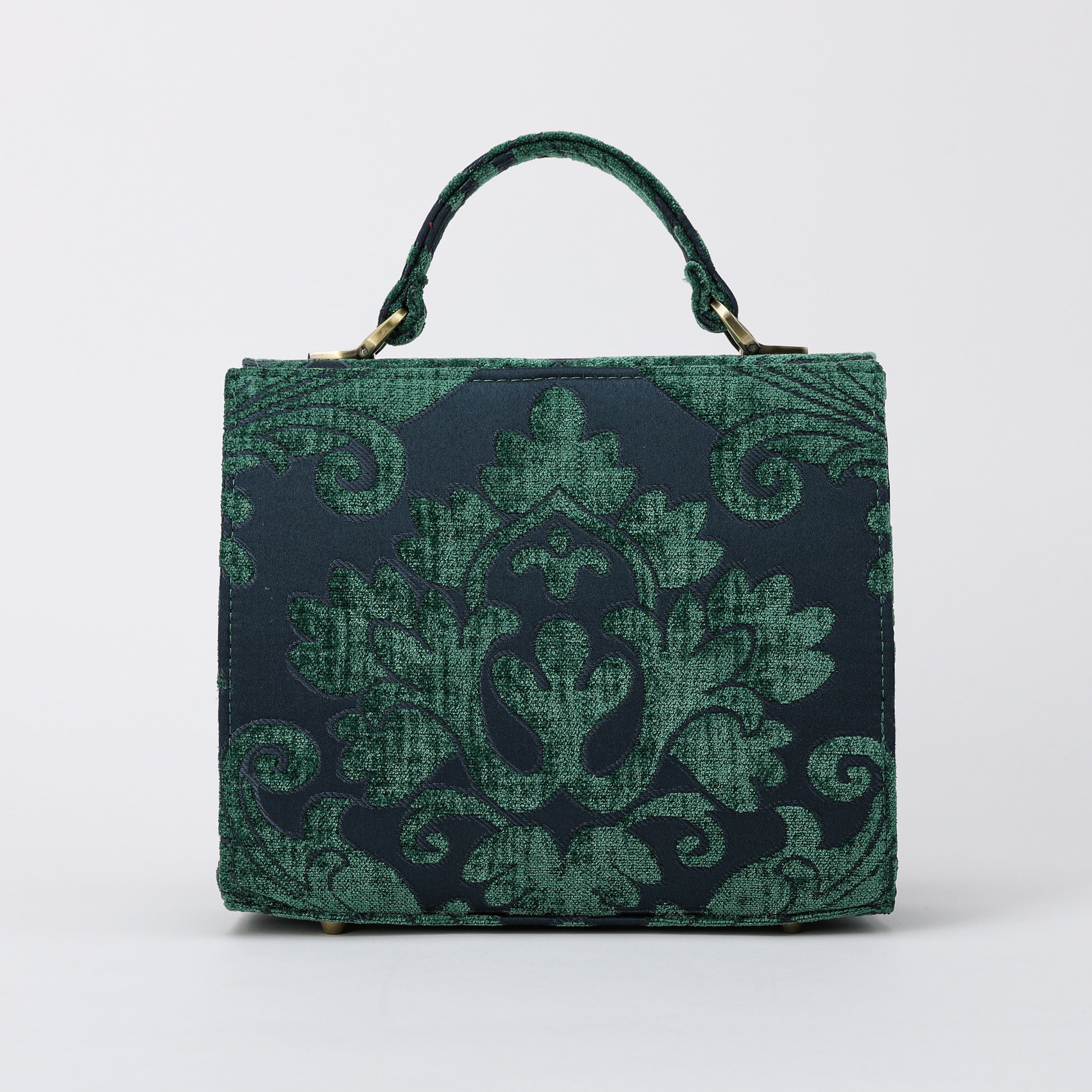 Queen Hunter Green Flap Satchel Carpetbag of America back