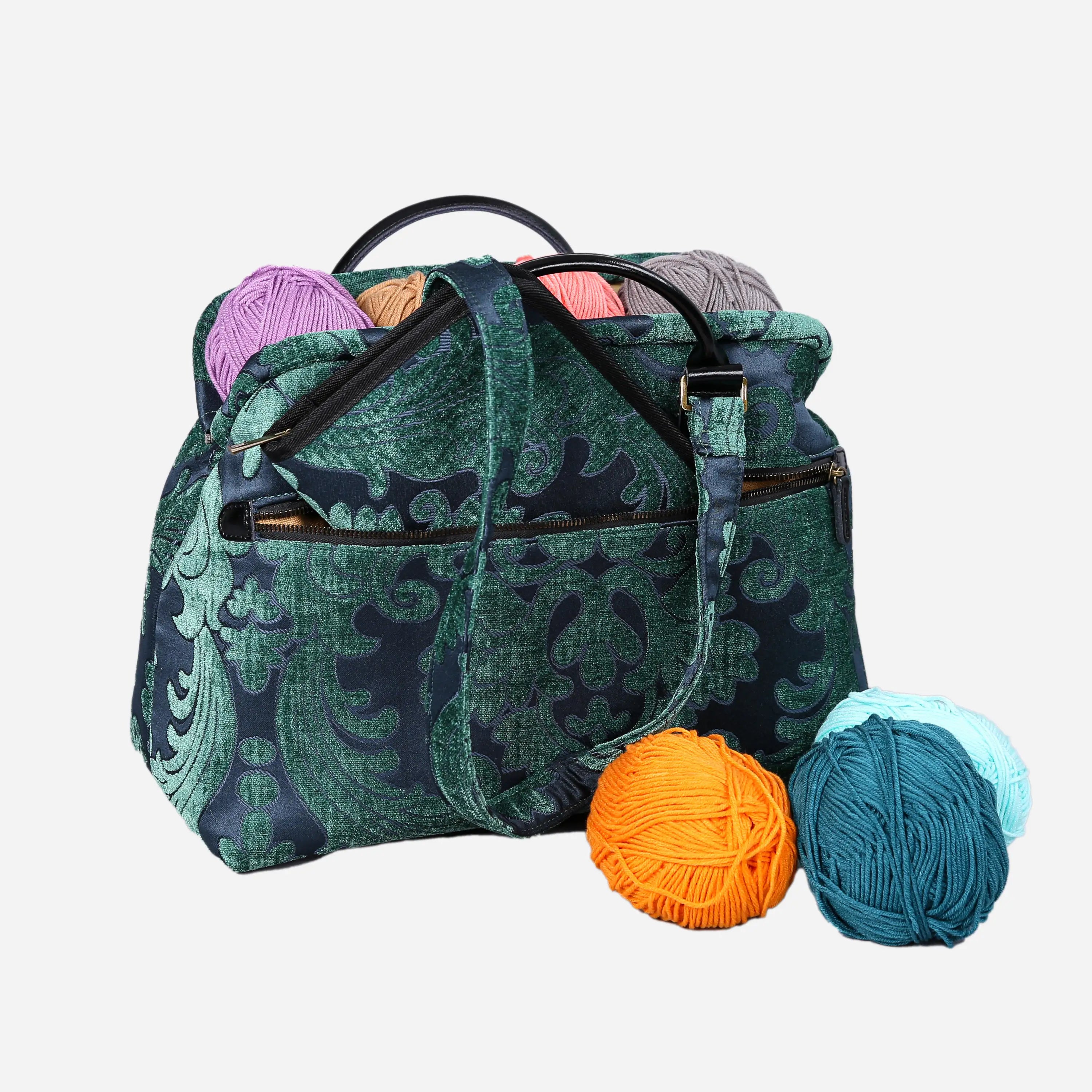 Queen Hunter Green Knitting Project Bag  of America-with needle case
