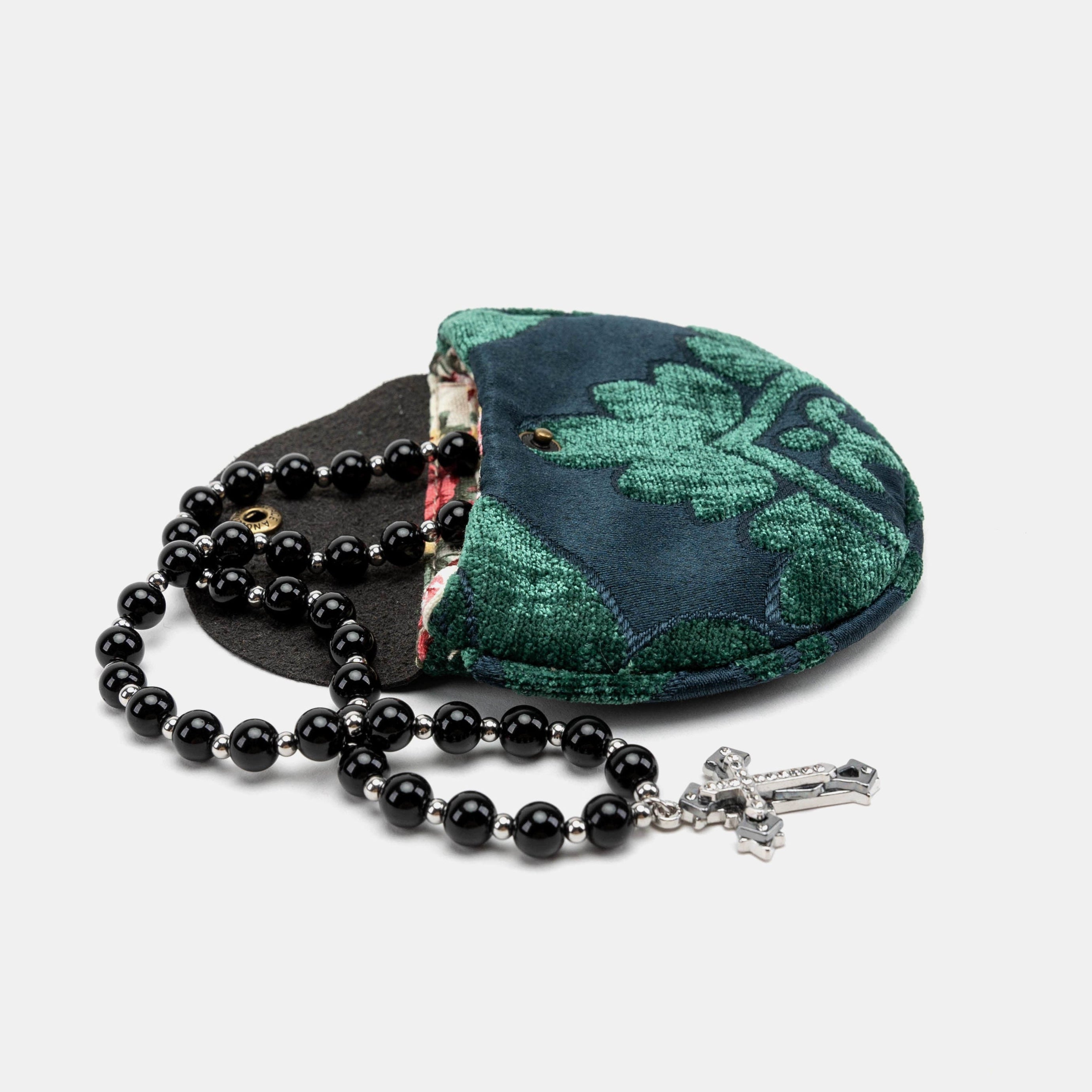 Queen Hunter Green Rosary Bag Carpetbag of America main
