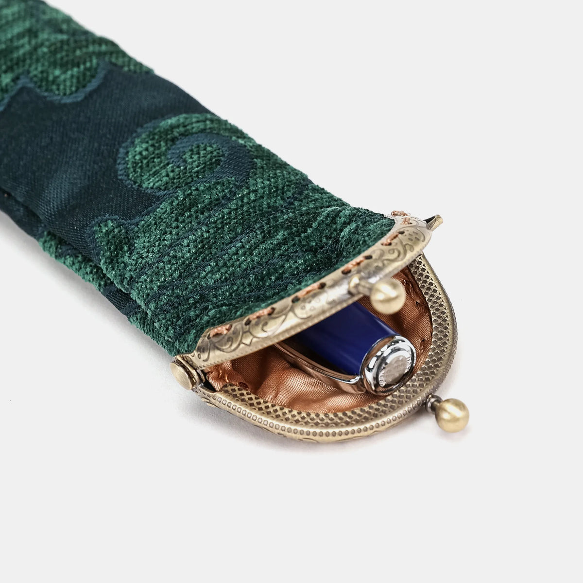 Queen Hunter Green Solo Pen Case Carpetbag of America open