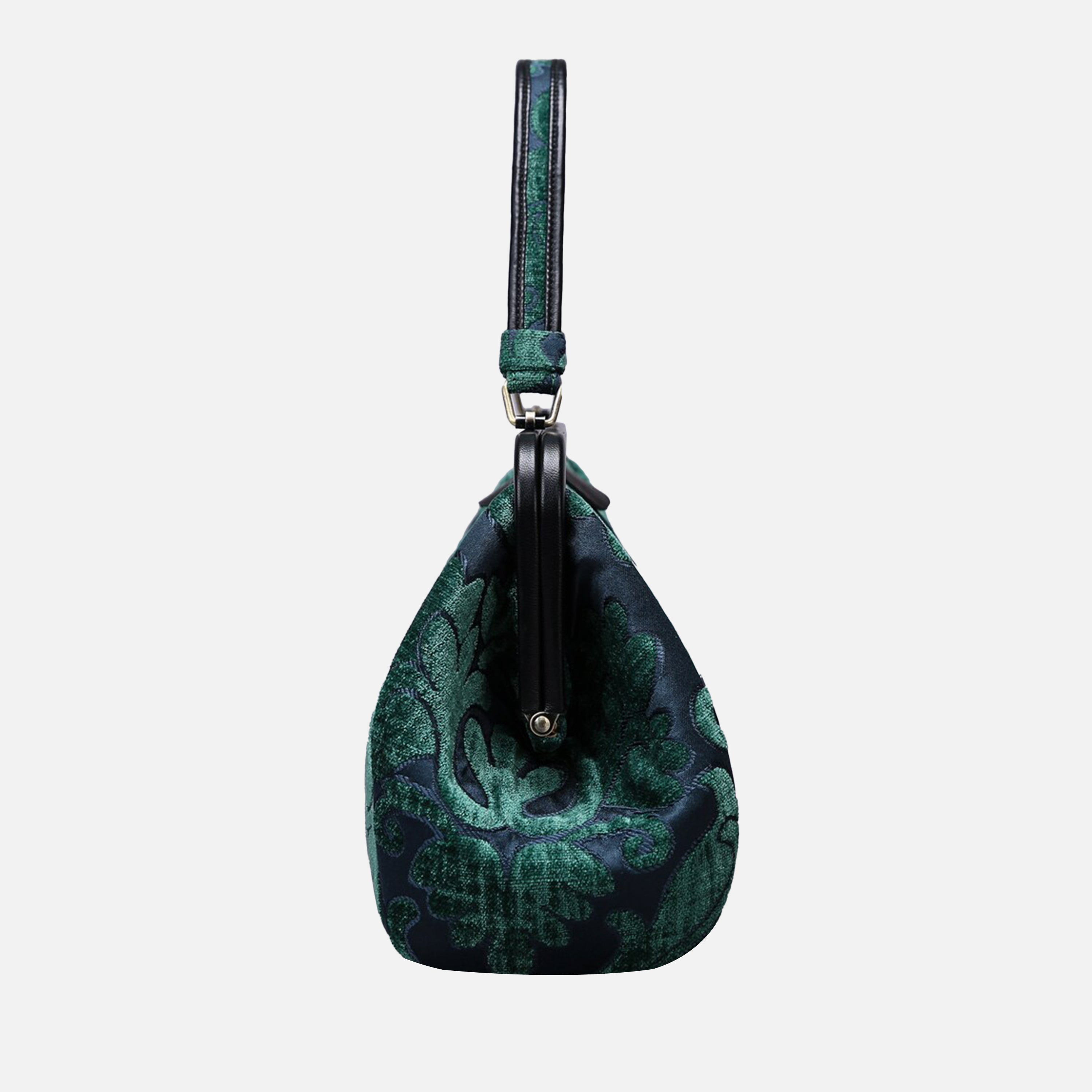 Queen Hunter Green Top Handle Purse carpet bag of America side