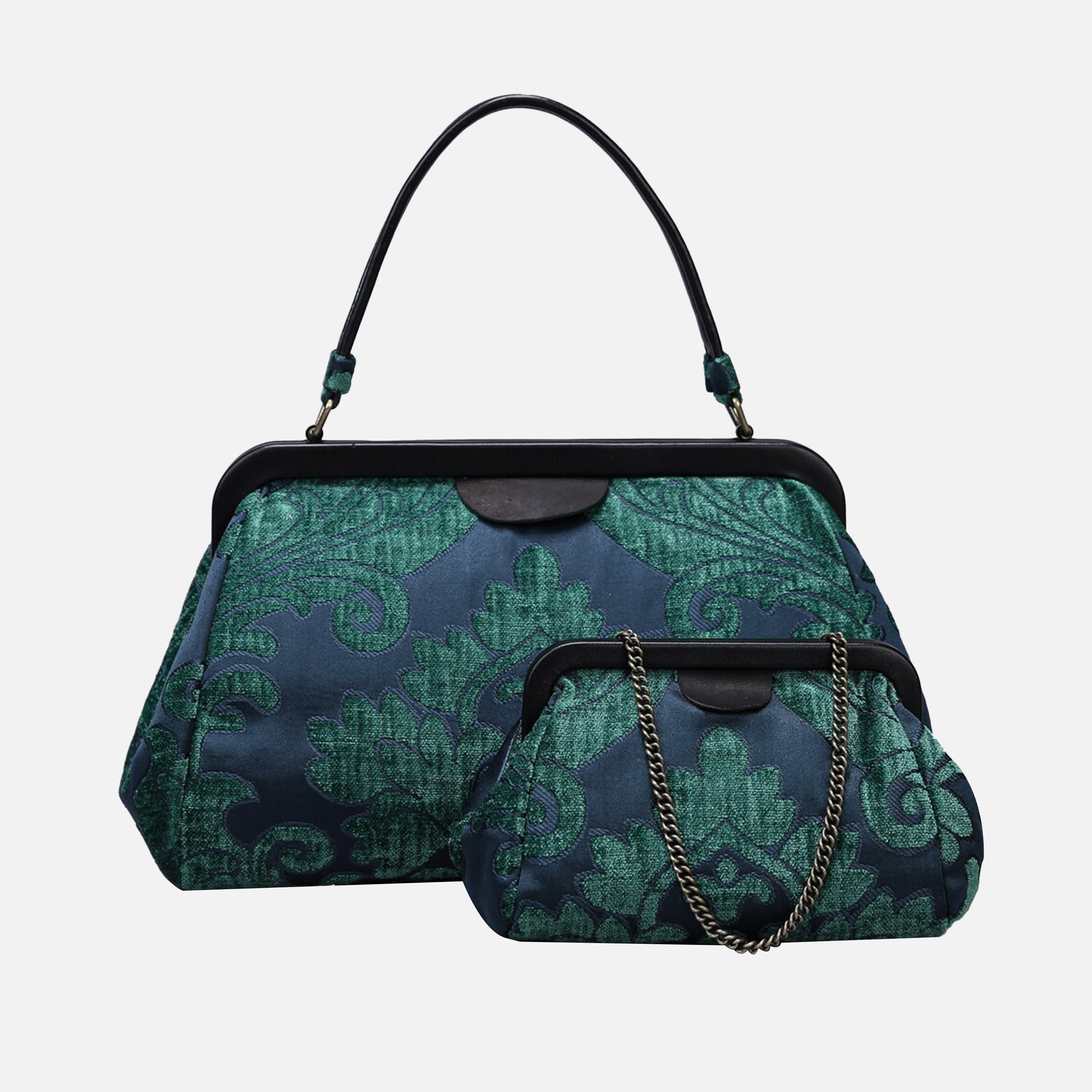Queen Hunter Green Top Handle Purse carpet bag of America different size