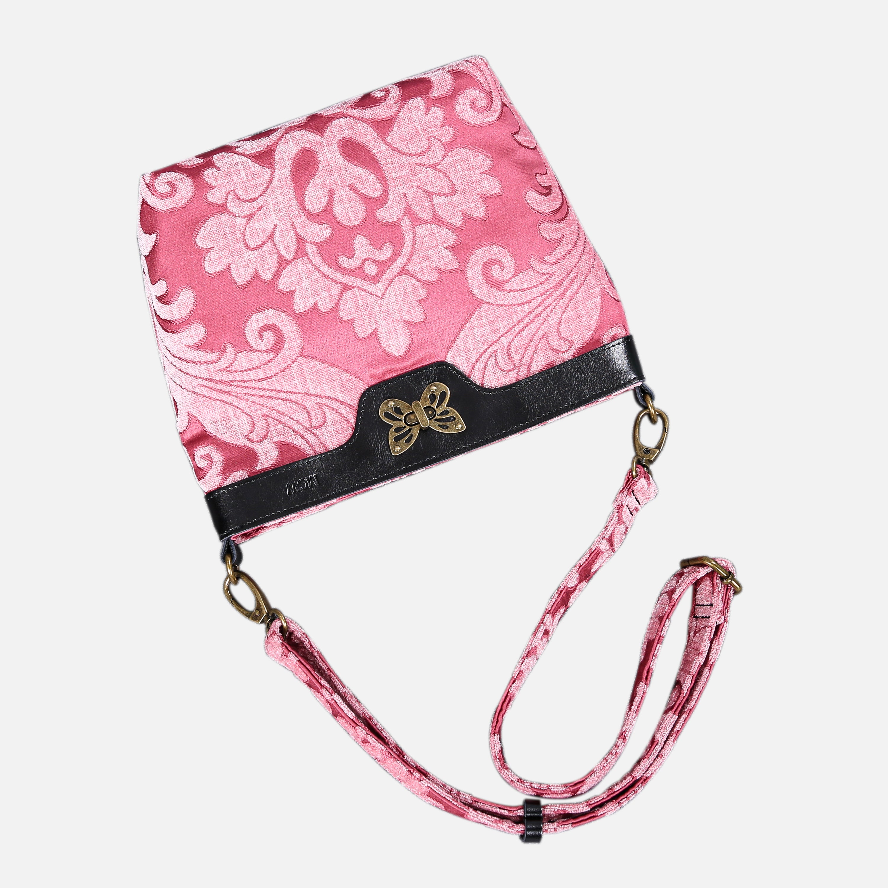Queen Rose Pink Carpet Crossbody Bag carpet bag MCW Handmade of America lay flat