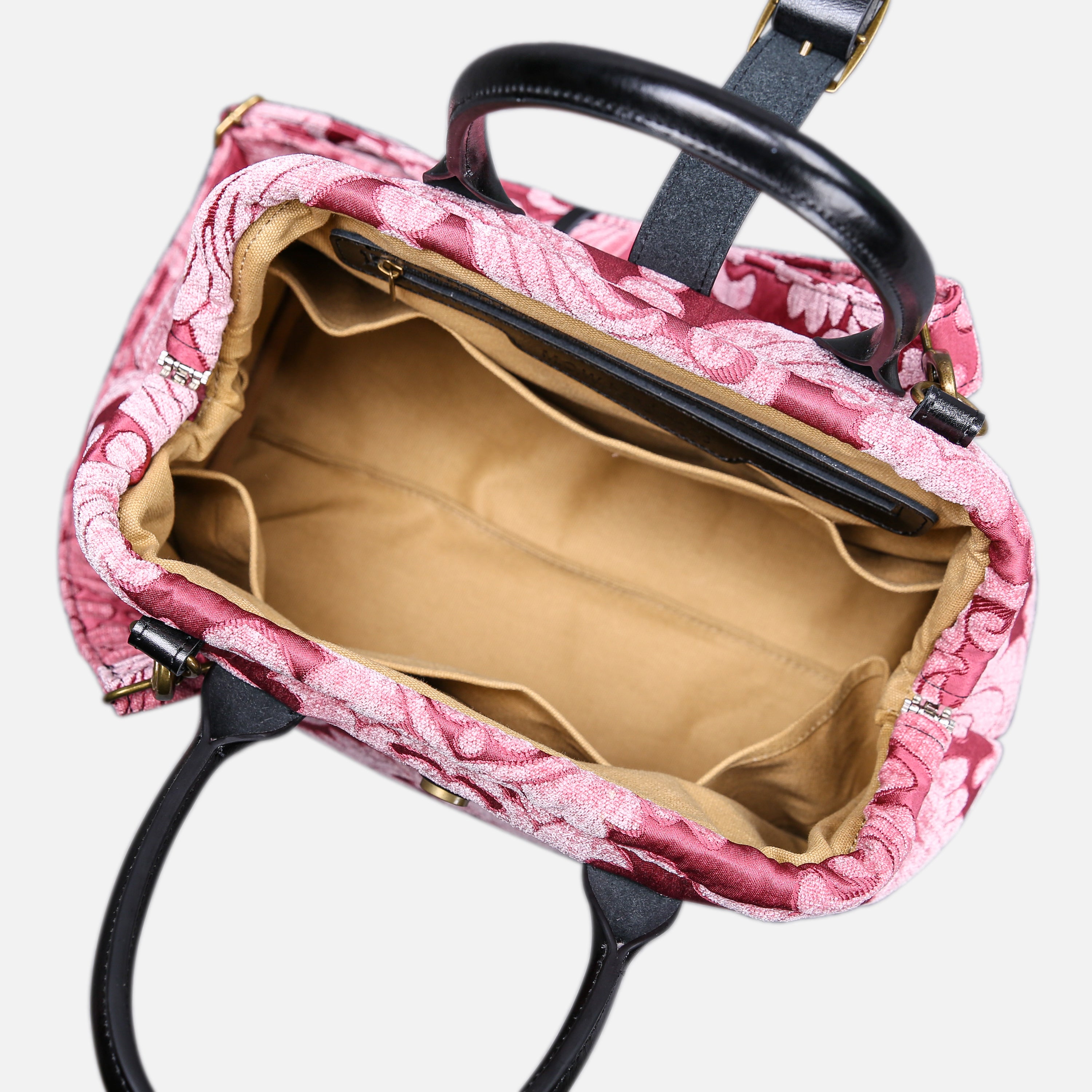 Queen Rose Pink Carpet Handbag Purse carpet bag MCW Handmade of America open