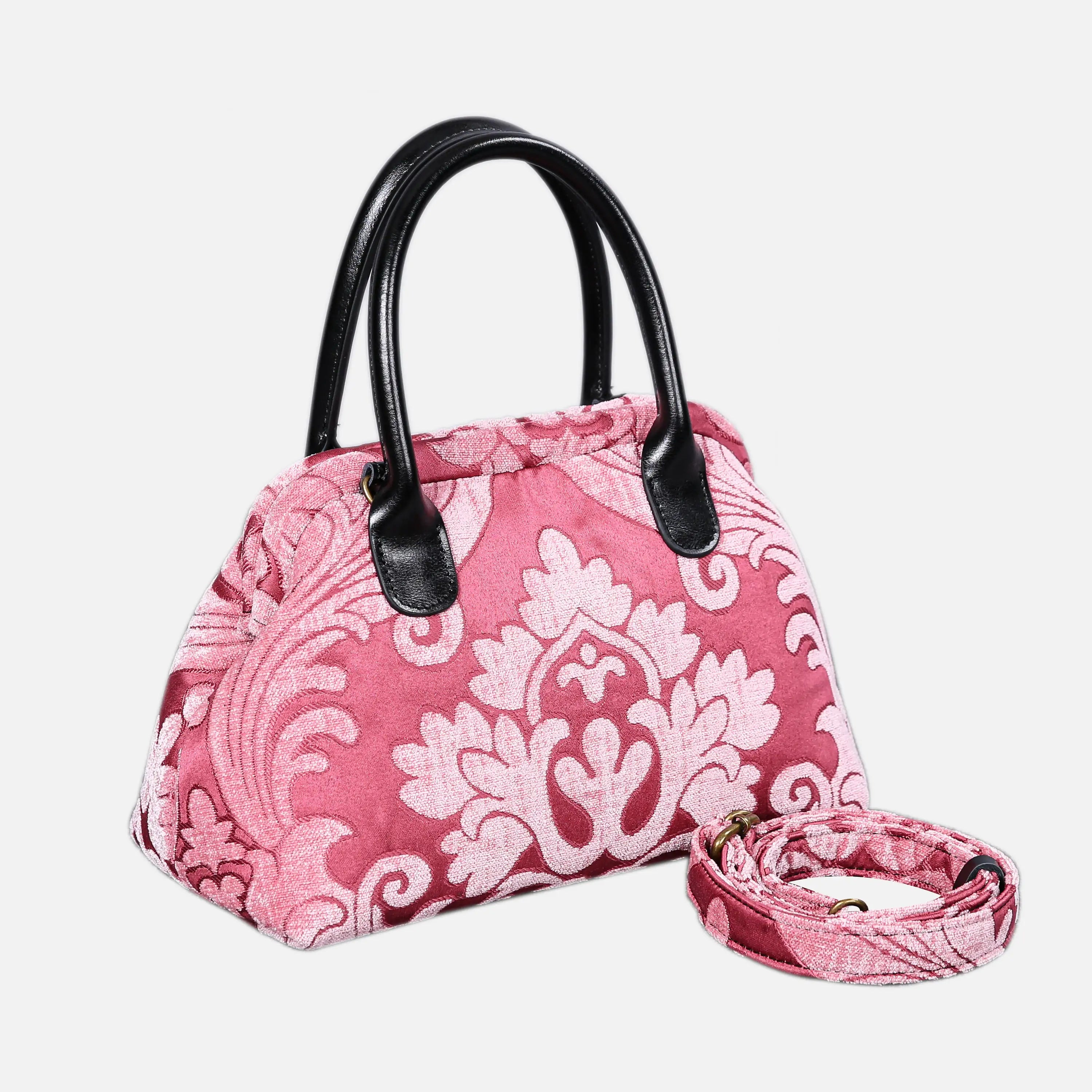 Queen Rose Pink Carpet Satchel carpet bag MCW Handmade of America with strap