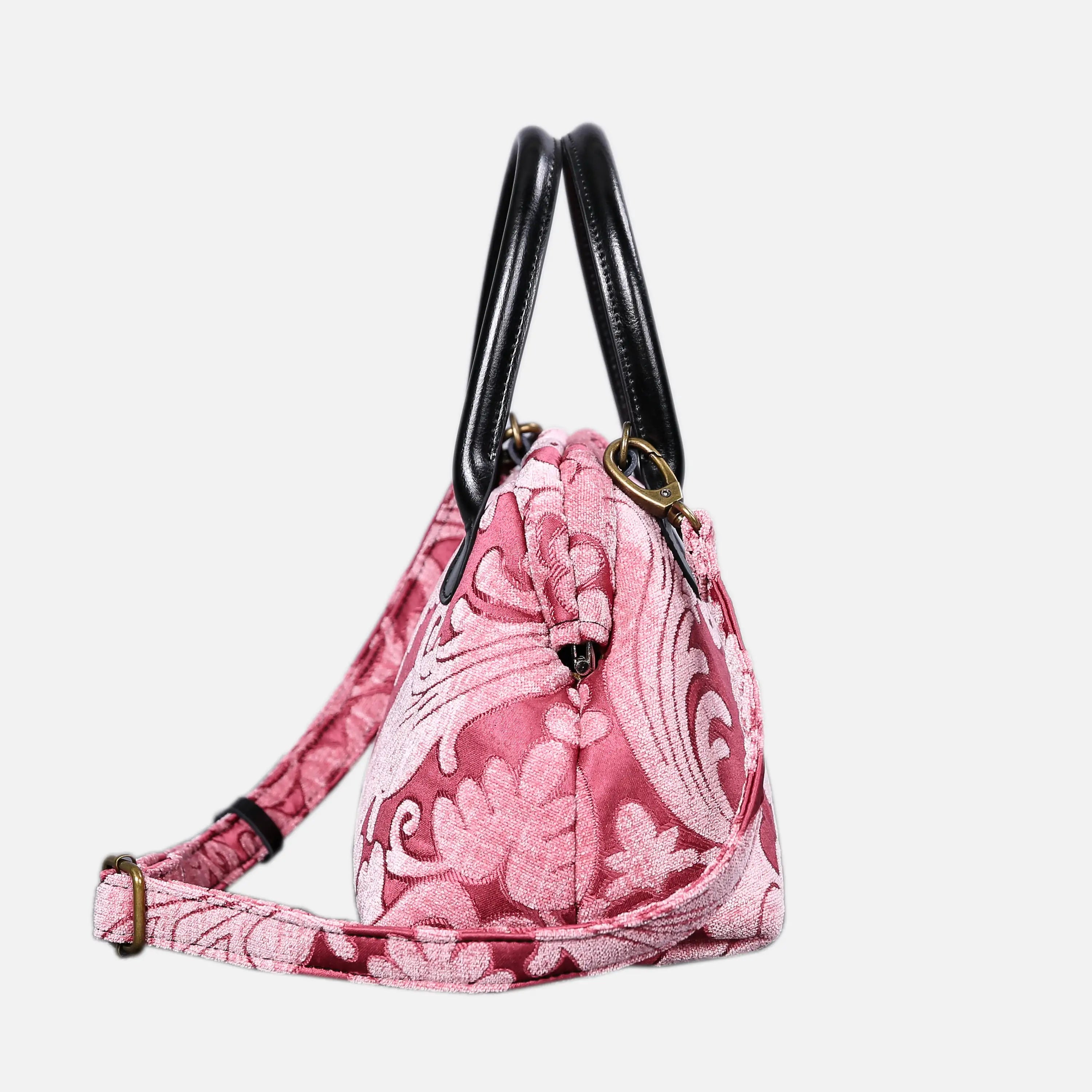 Queen Rose Pink Carpet Satchel carpet bag MCW Handmade of America side