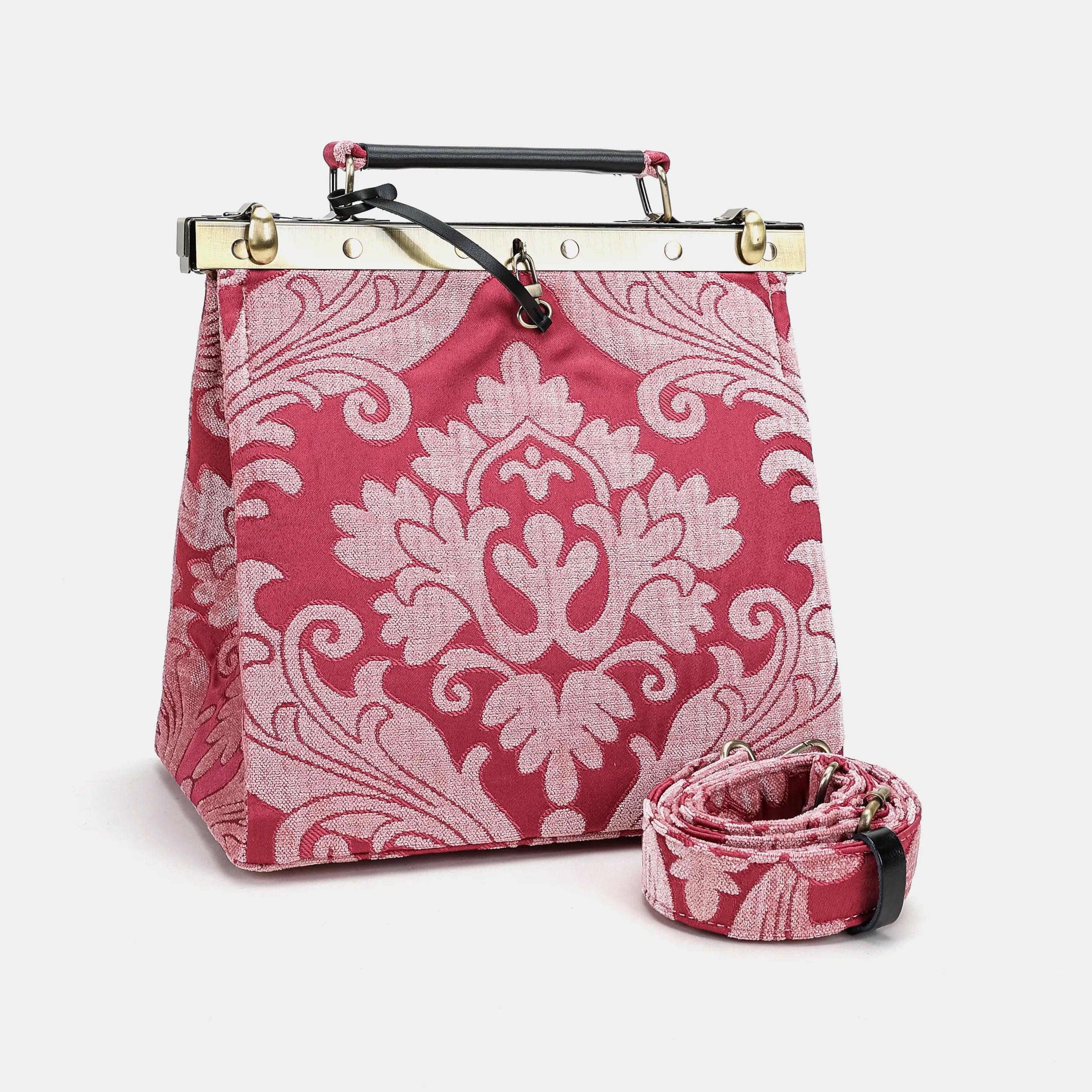 Queen Rose Pink Cecile Carpet Purse Gladstone Bag of America with shoulder strap