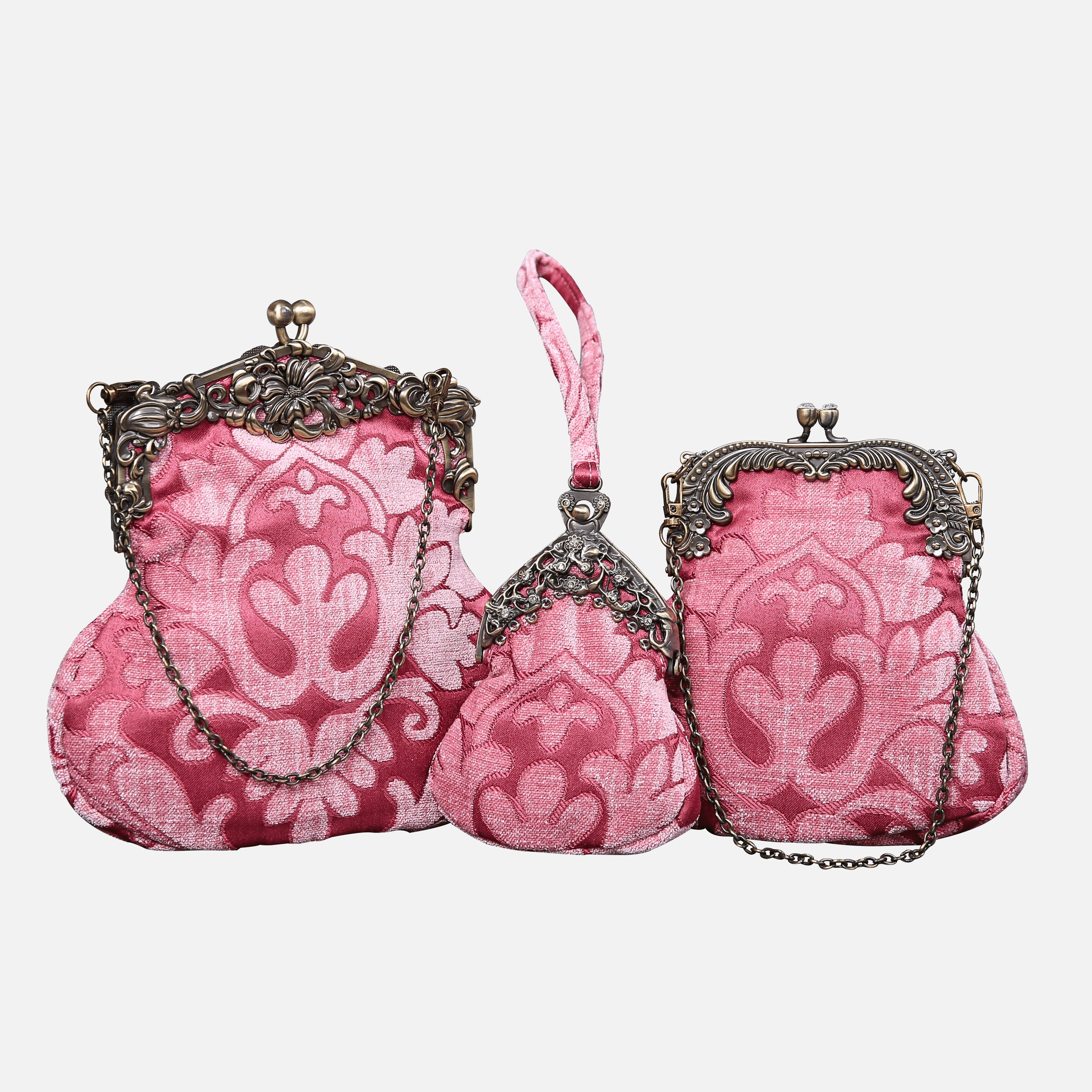 Queen Rose Pink Chatelaine Purse Large carpet bag of America different size