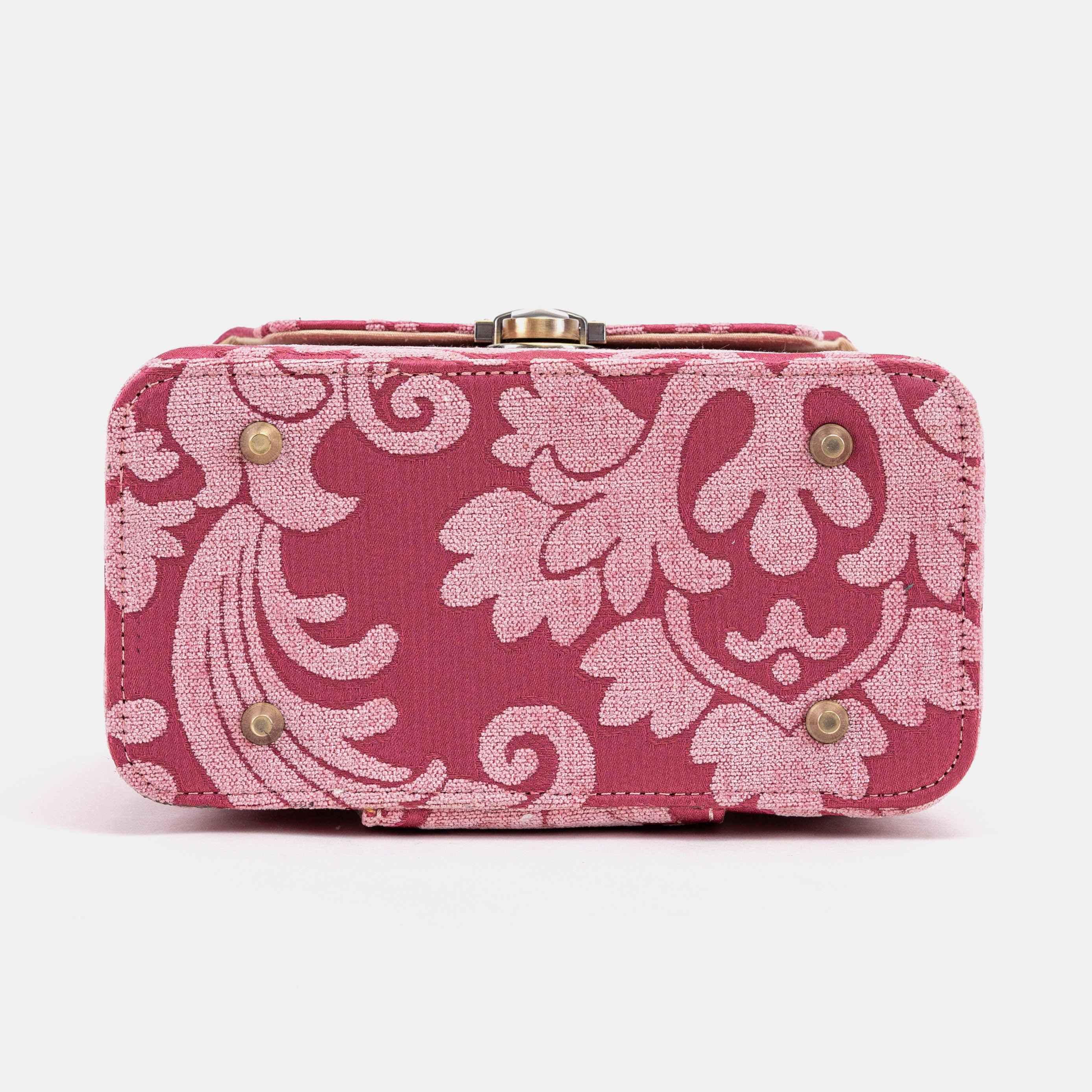 Queen Rose Pink Clara Medium Train Case Purse of America bottom