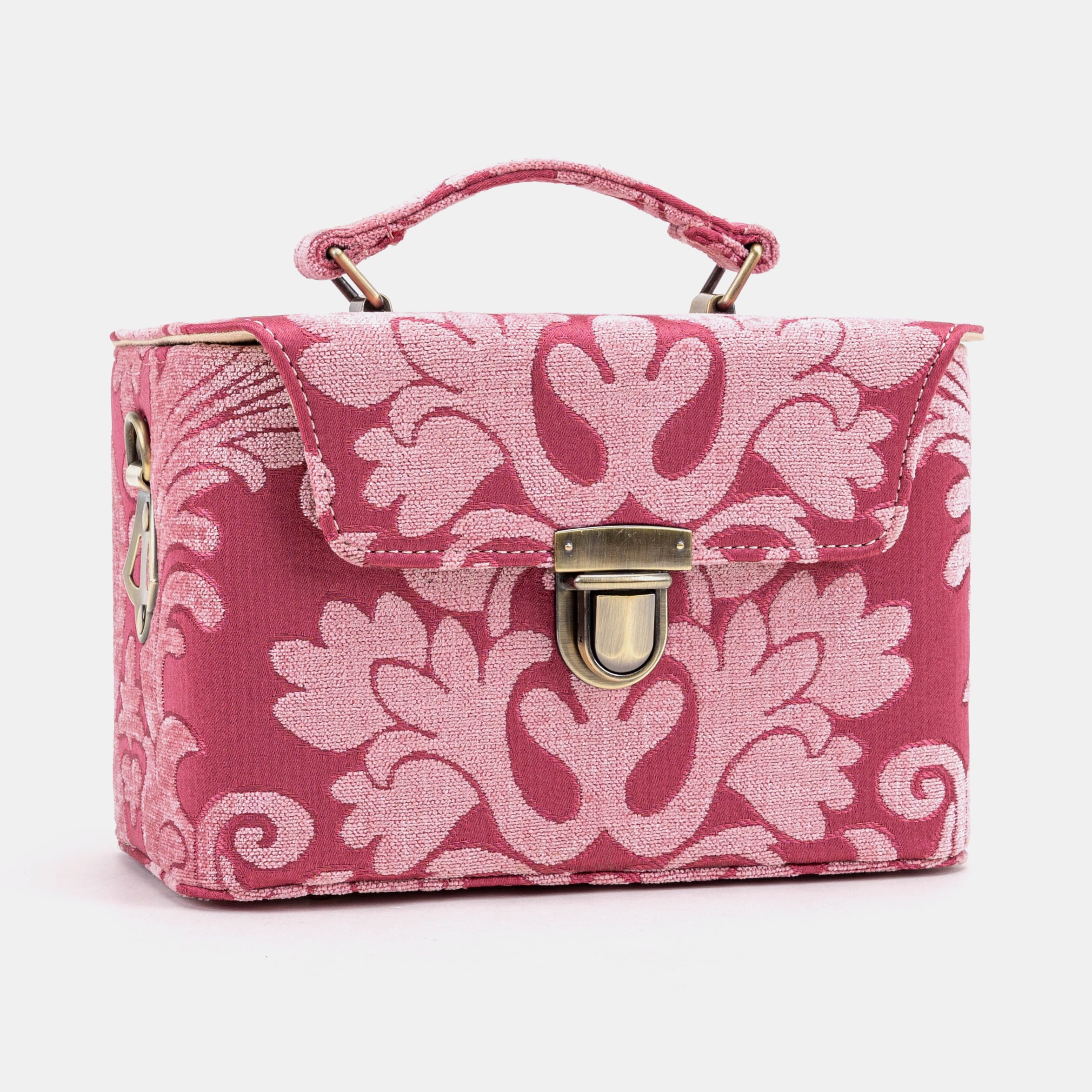 Queen Rose Pink Clara Medium Train Case Purse of America front side