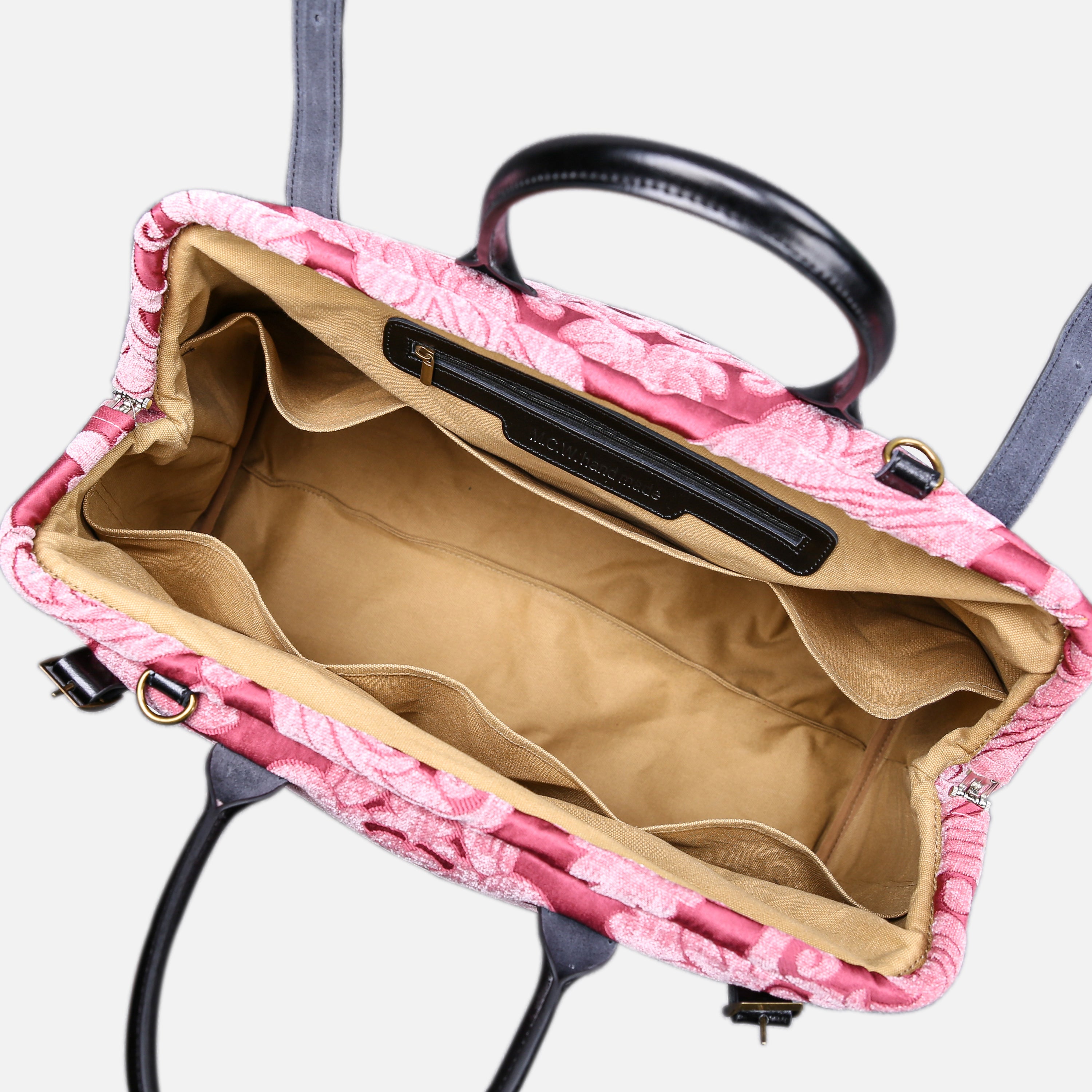 Queen Rose Pink Large Carpetbag   of America inside