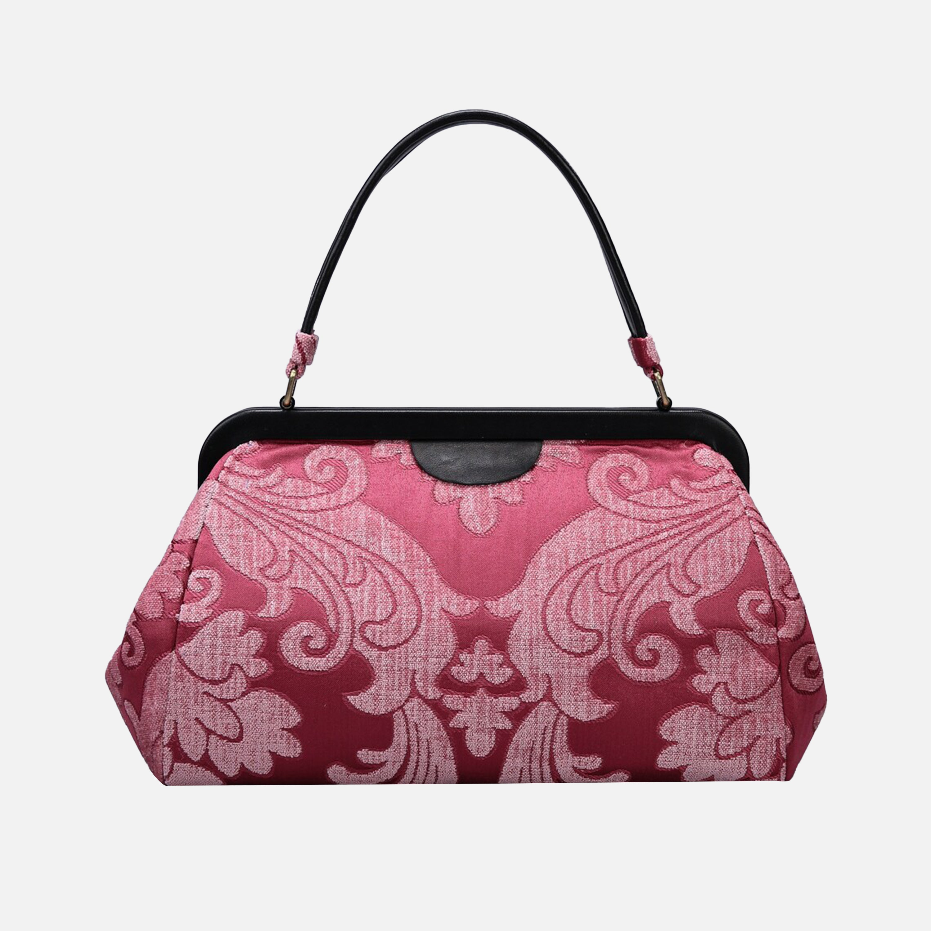 Queen Rose Pink Top Handle Purse carpet bag of America overview