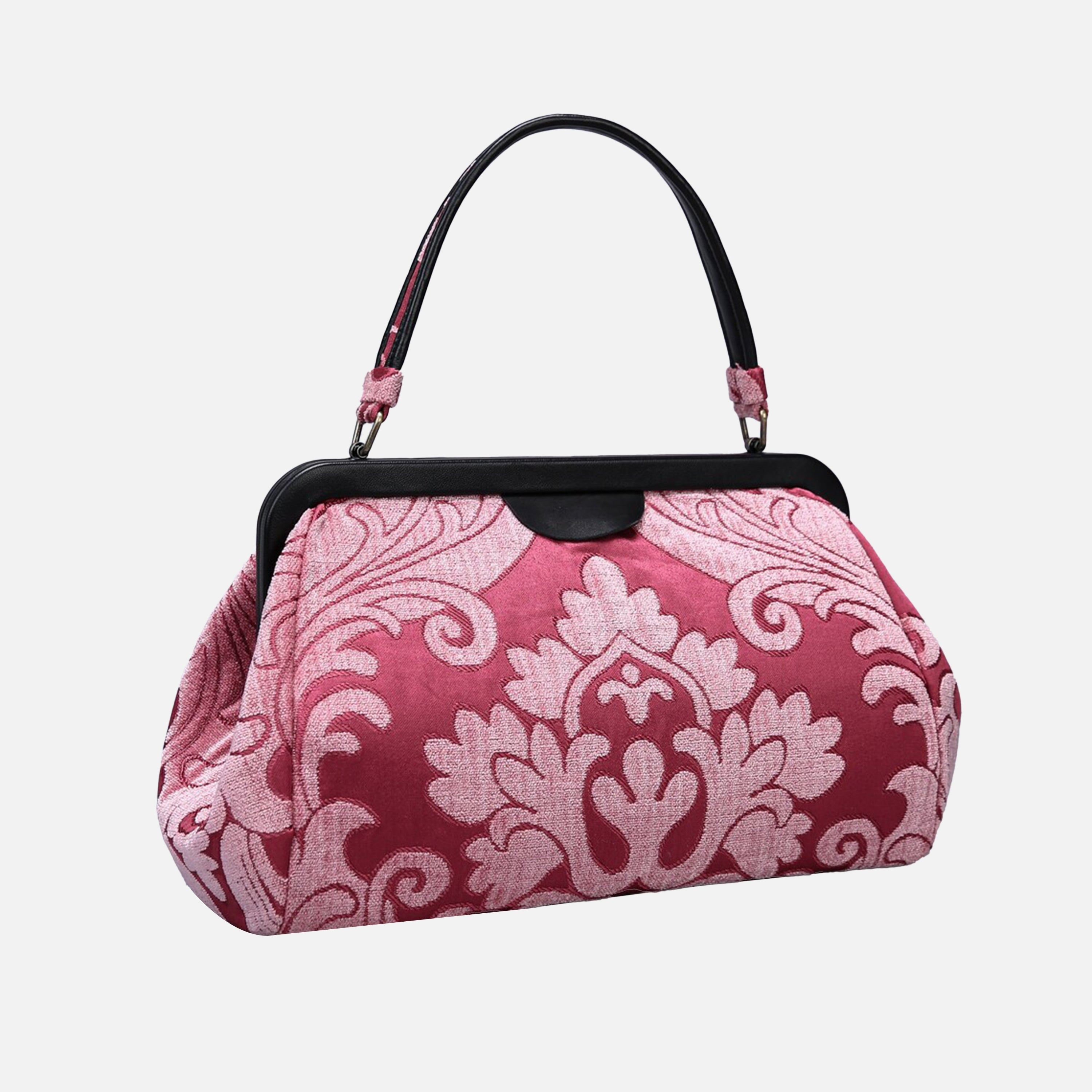 Queen Rose Pink Top Handle Purse carpet bag of America front