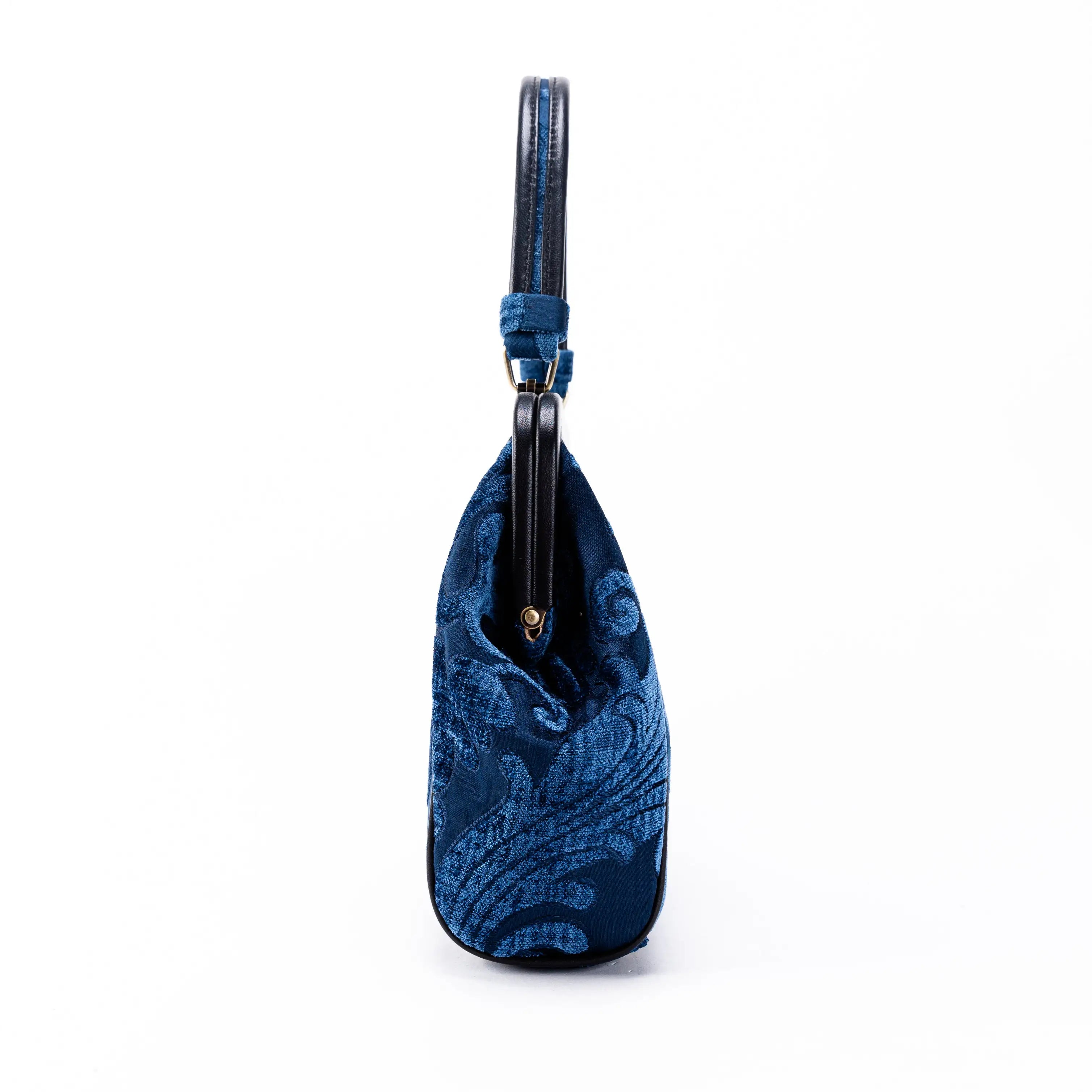 Queen Royal Blue Alma Satchel Carpet Bag of America side