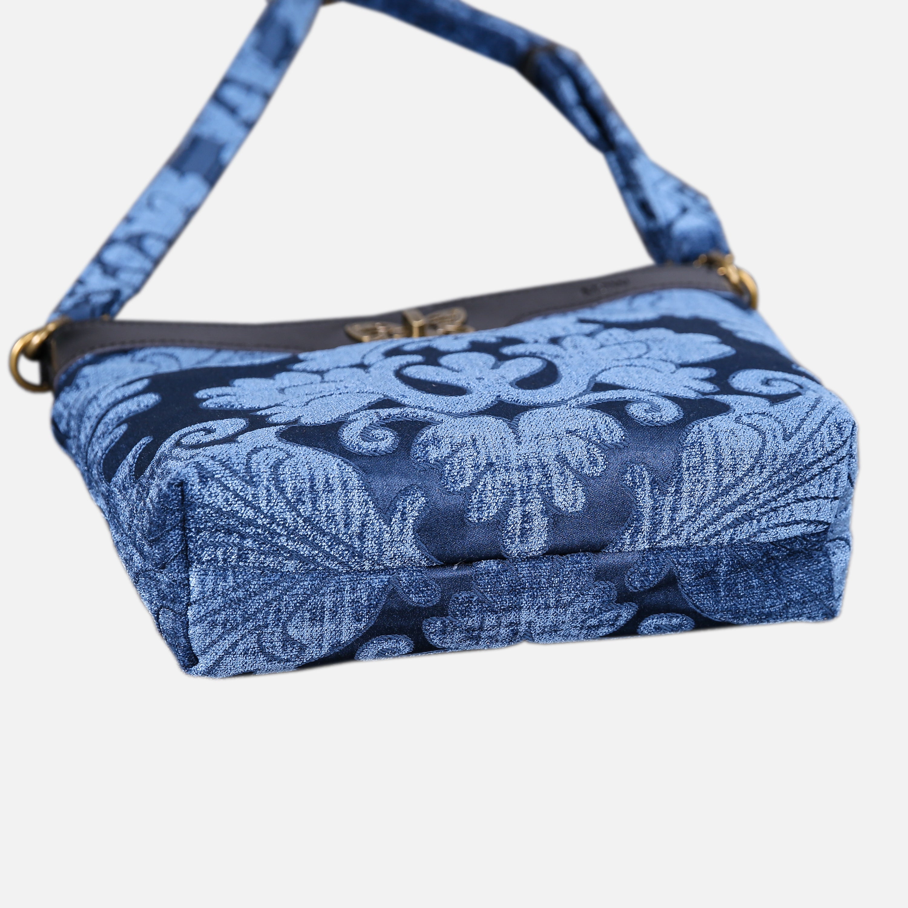 Queen Royal Blue Carpet Crossbody Bag carpet bag MCW Handmade of America bottom