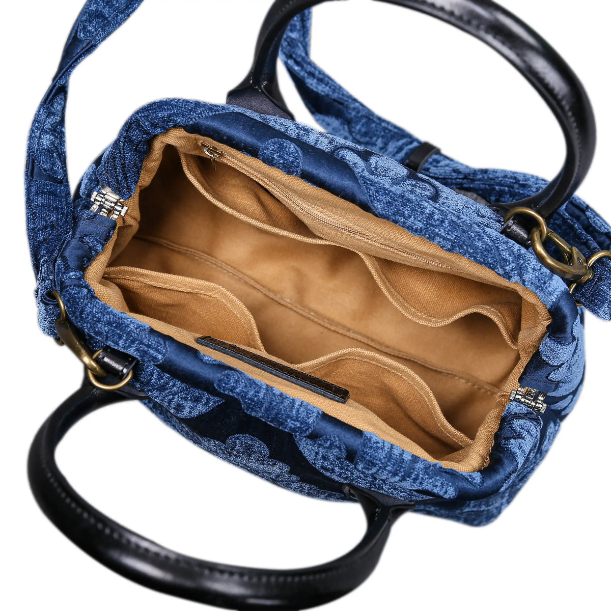 Queen Royal Blue Carpet Satchel carpet bag MCW Handmade of America open