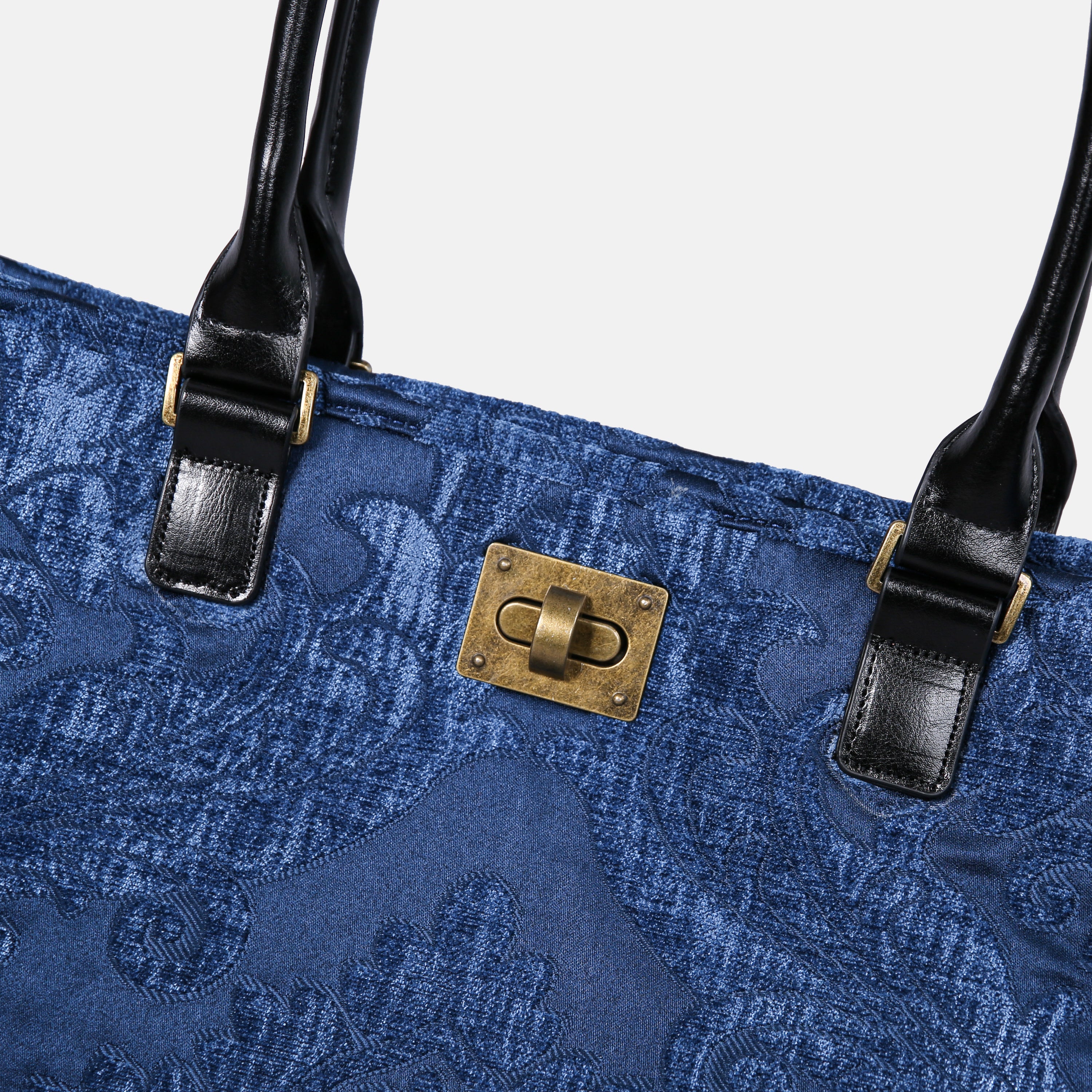 Queen Royal Blue Carpet Tote Shopper carpet bag of America closure