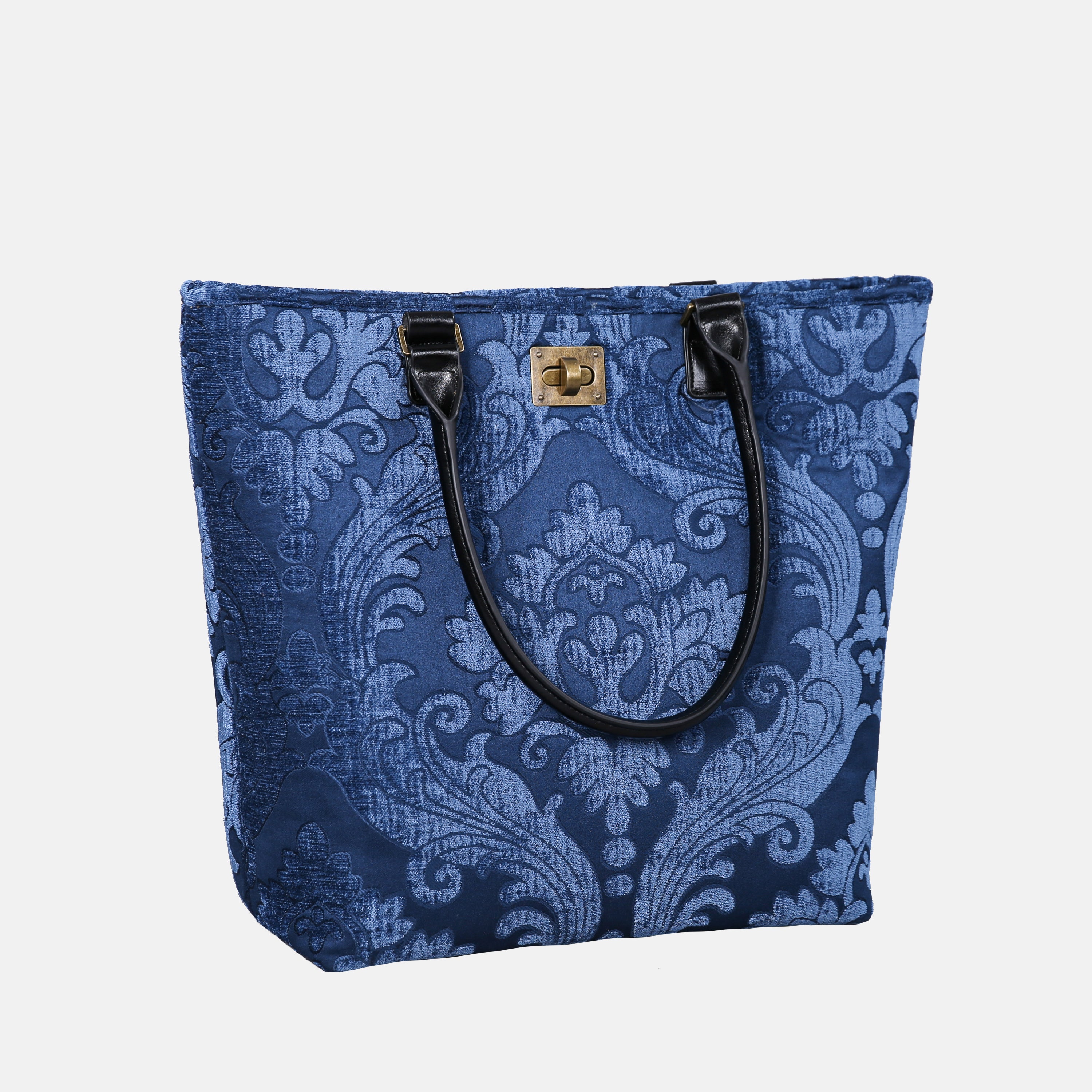 Queen Royal Blue Carpet Tote Shopper carpet bag of America handle down