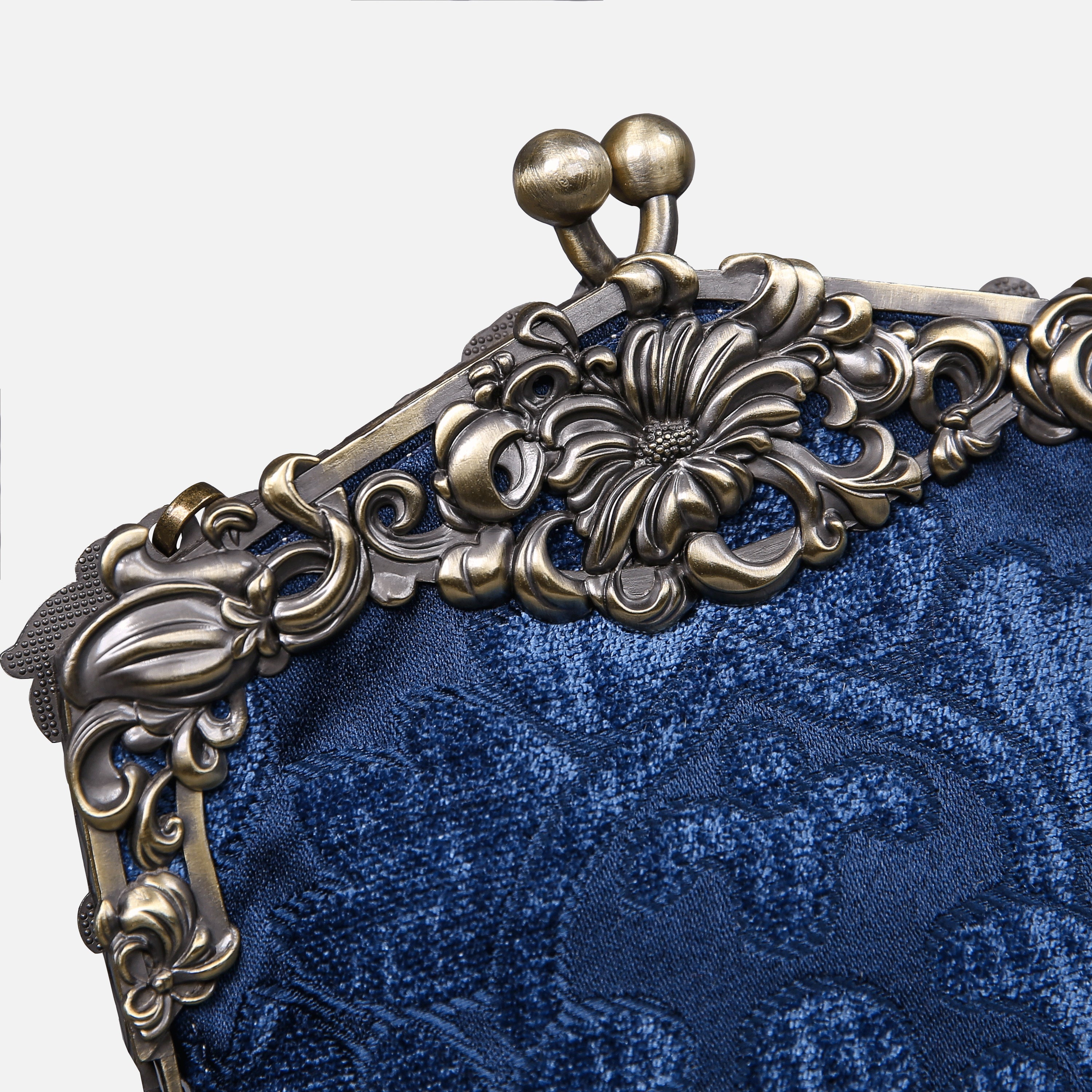 Queen Royal Blue Chatelaine Purse Large carpet bag of America detail