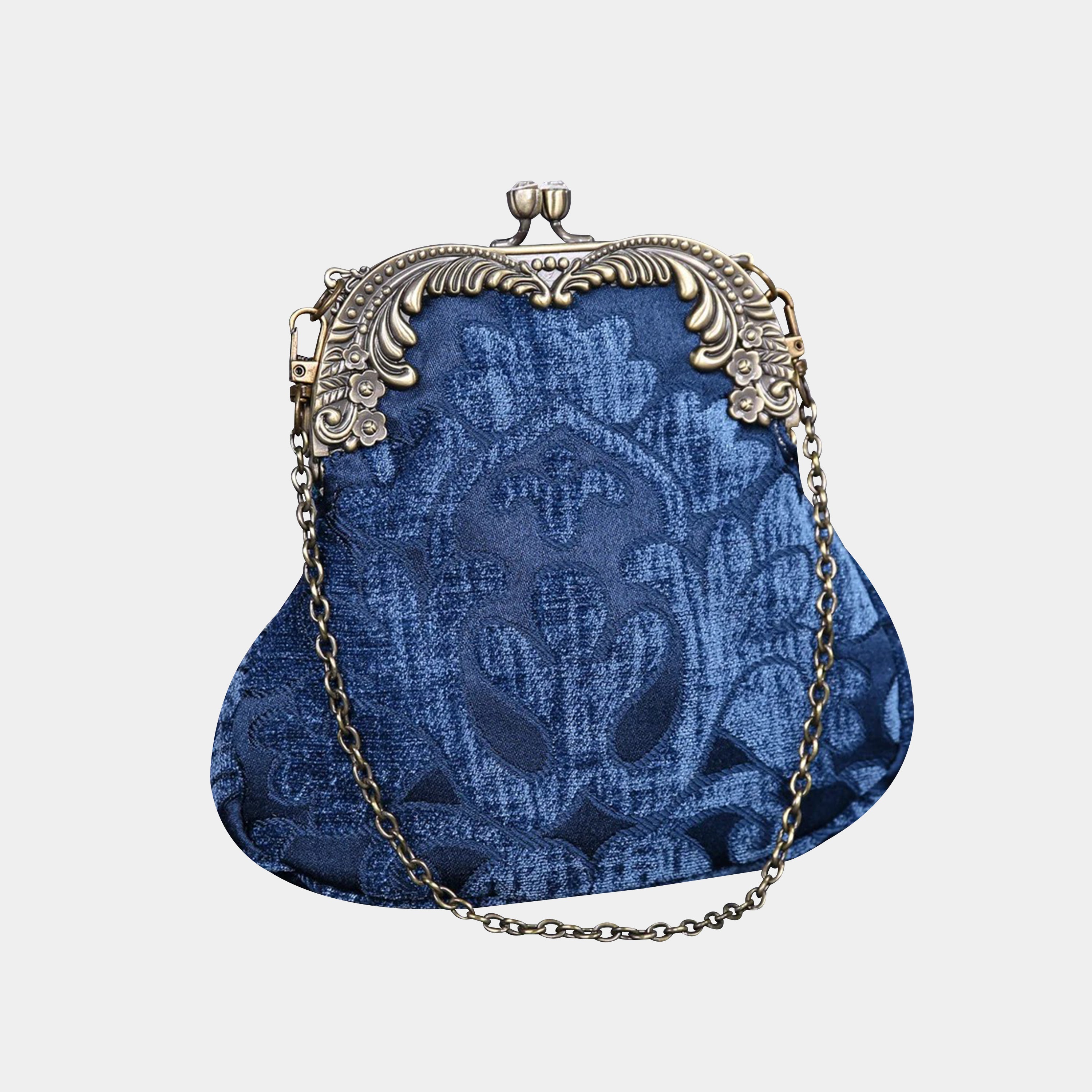 Queen Royal Blue Chatelaine Purse Medium carpet bag of America main