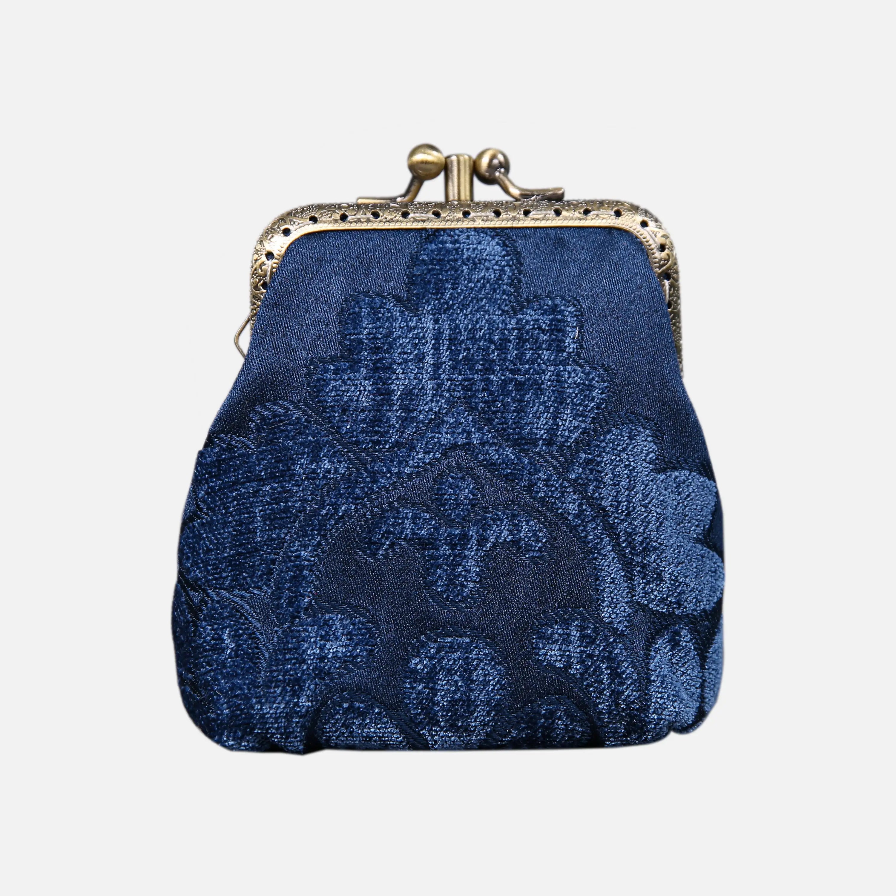 Queen Royal Blue Double Kiss Clasp Coin Purse of America front-2