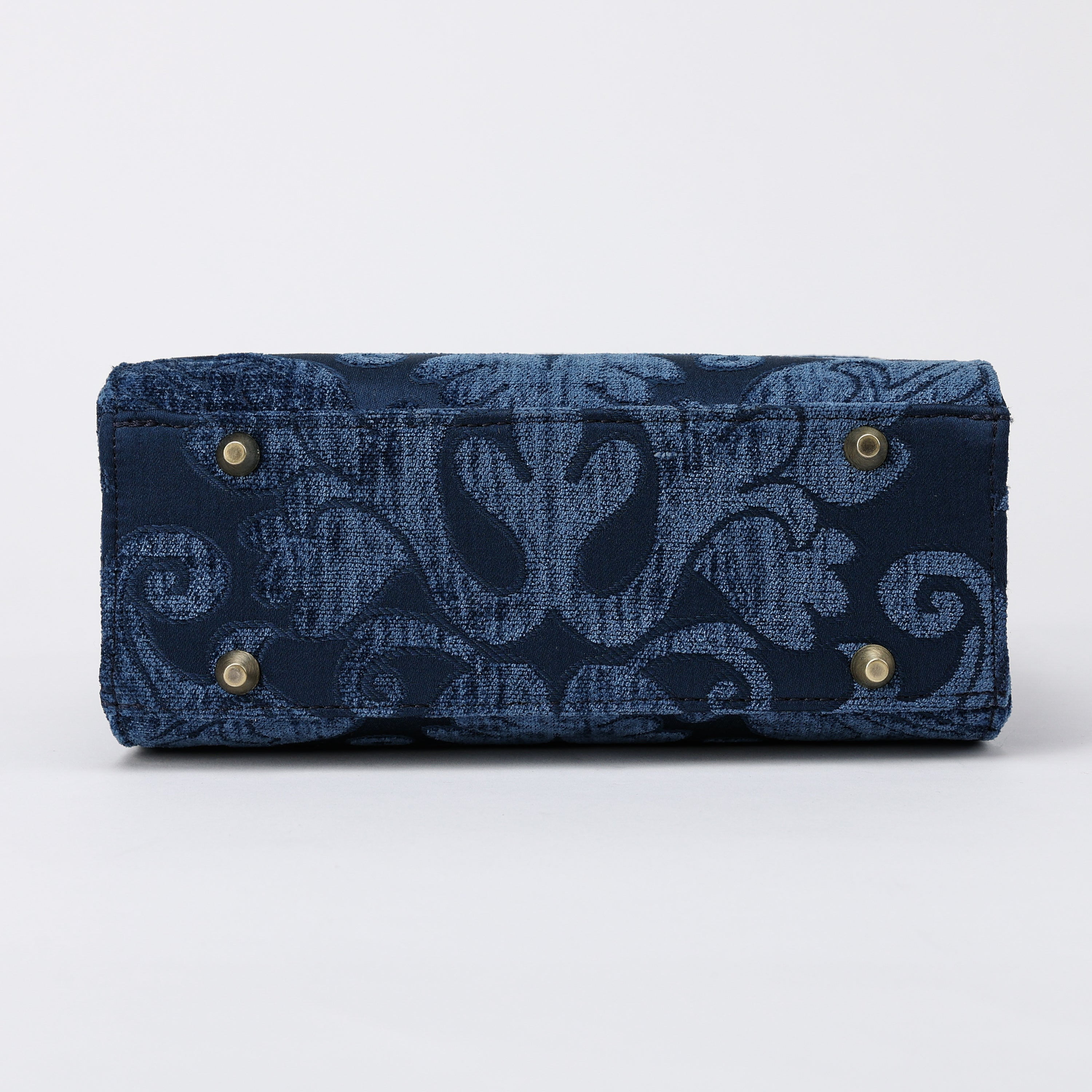 Queen Royal Blue Flap Satchel Carpetbag of America bottom