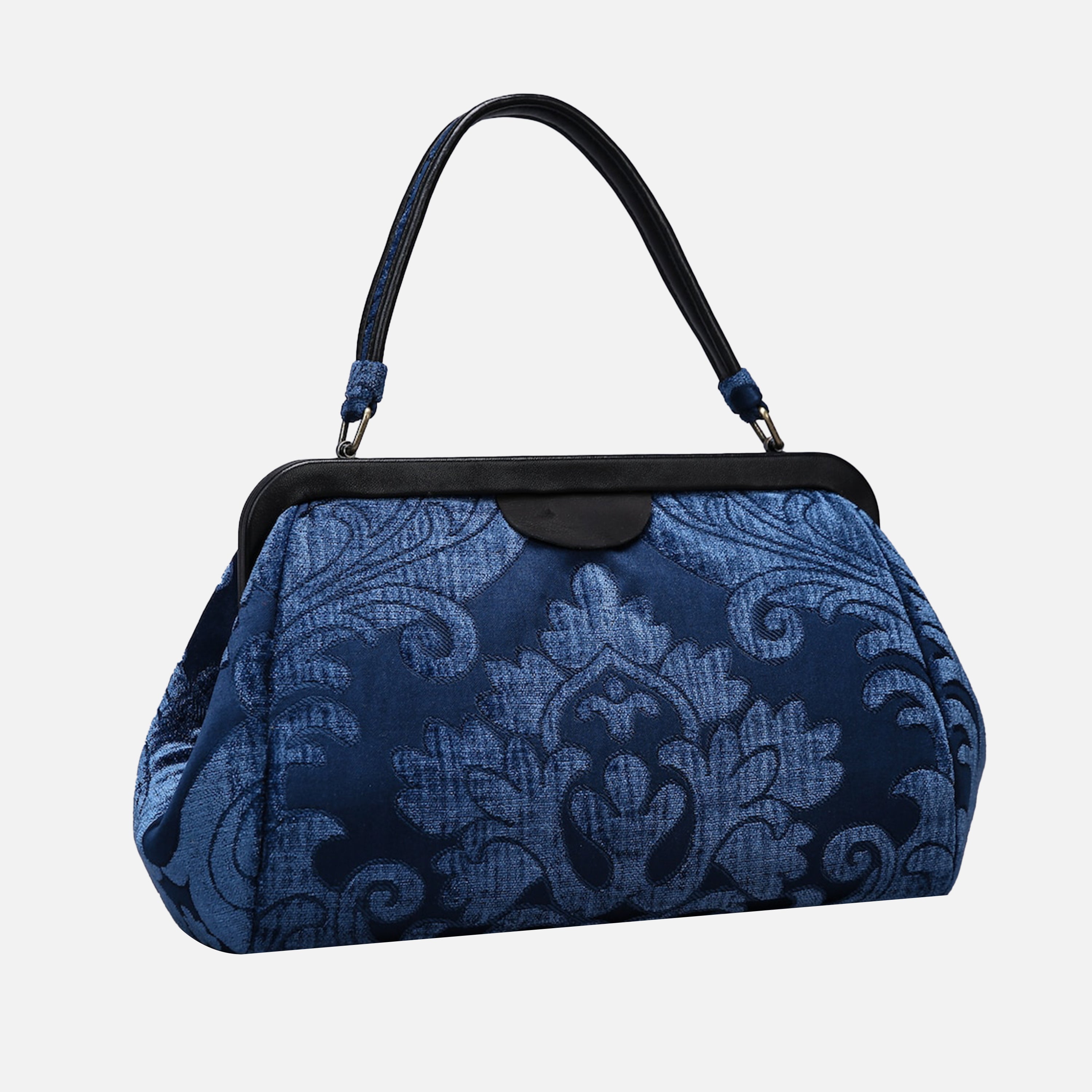 Queen Royal Blue Top Handle Purse carpet bag of America front