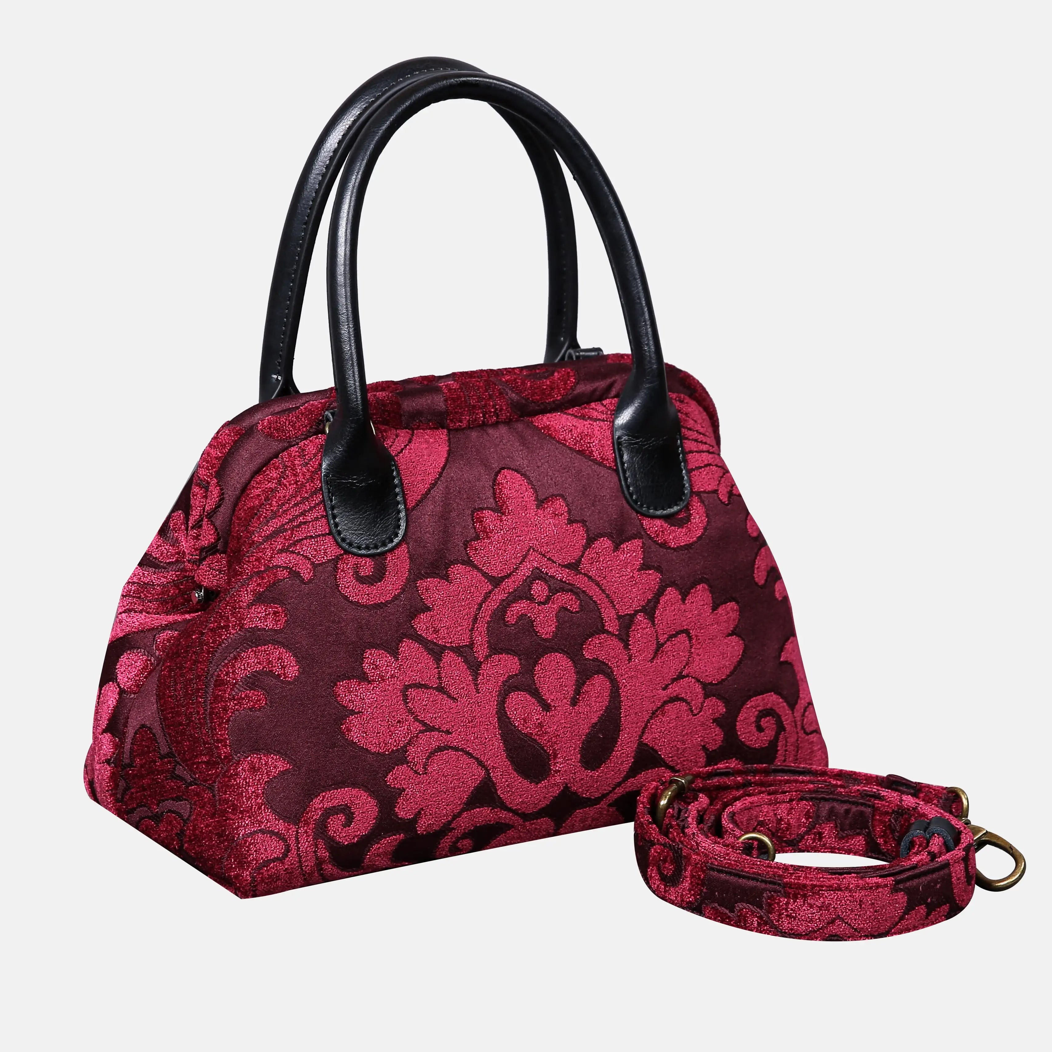 Queen Wine Carpet Satchel carpet bag MCW Handmade of America with strap