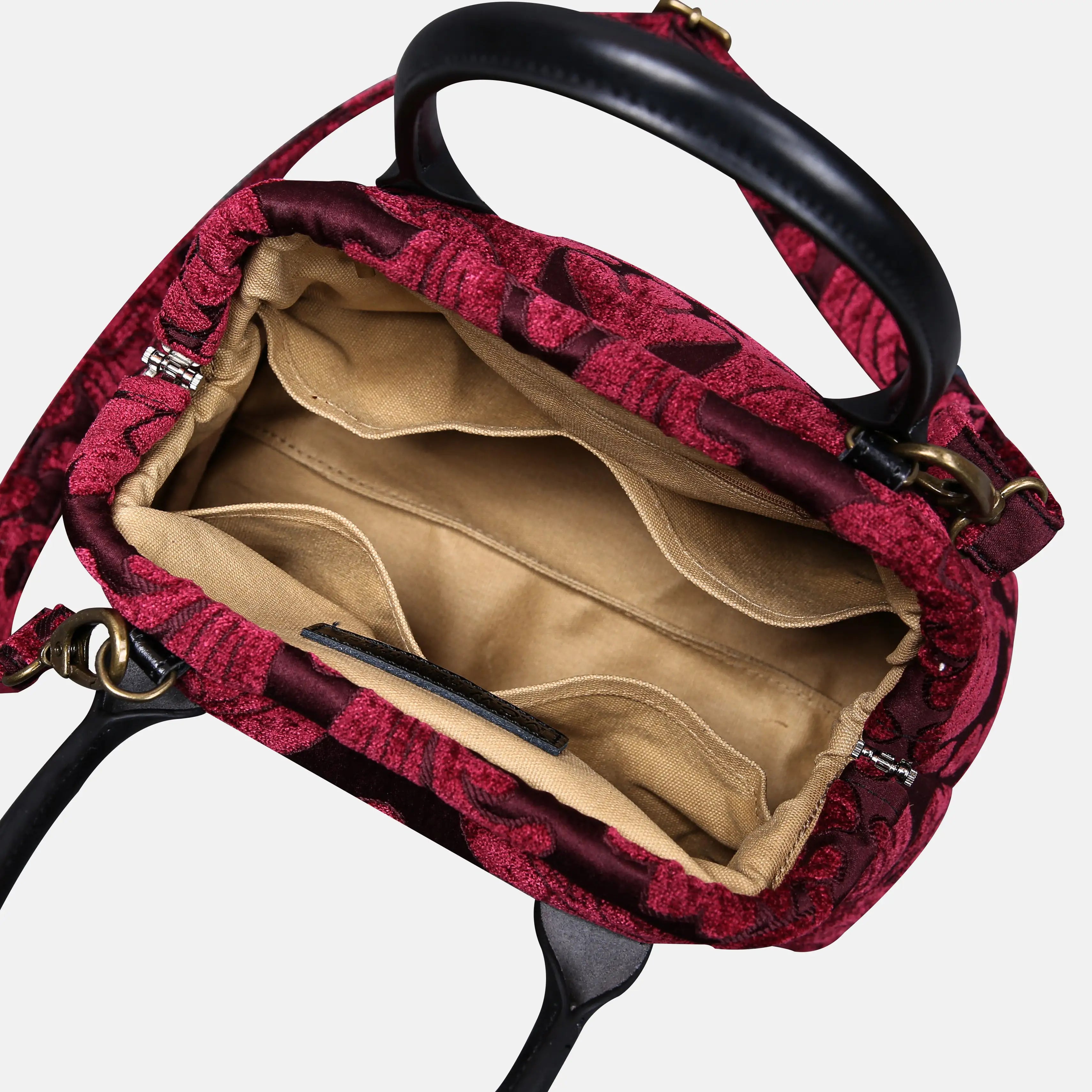 Queen Wine Carpet Satchel carpet bag MCW Handmade of America open