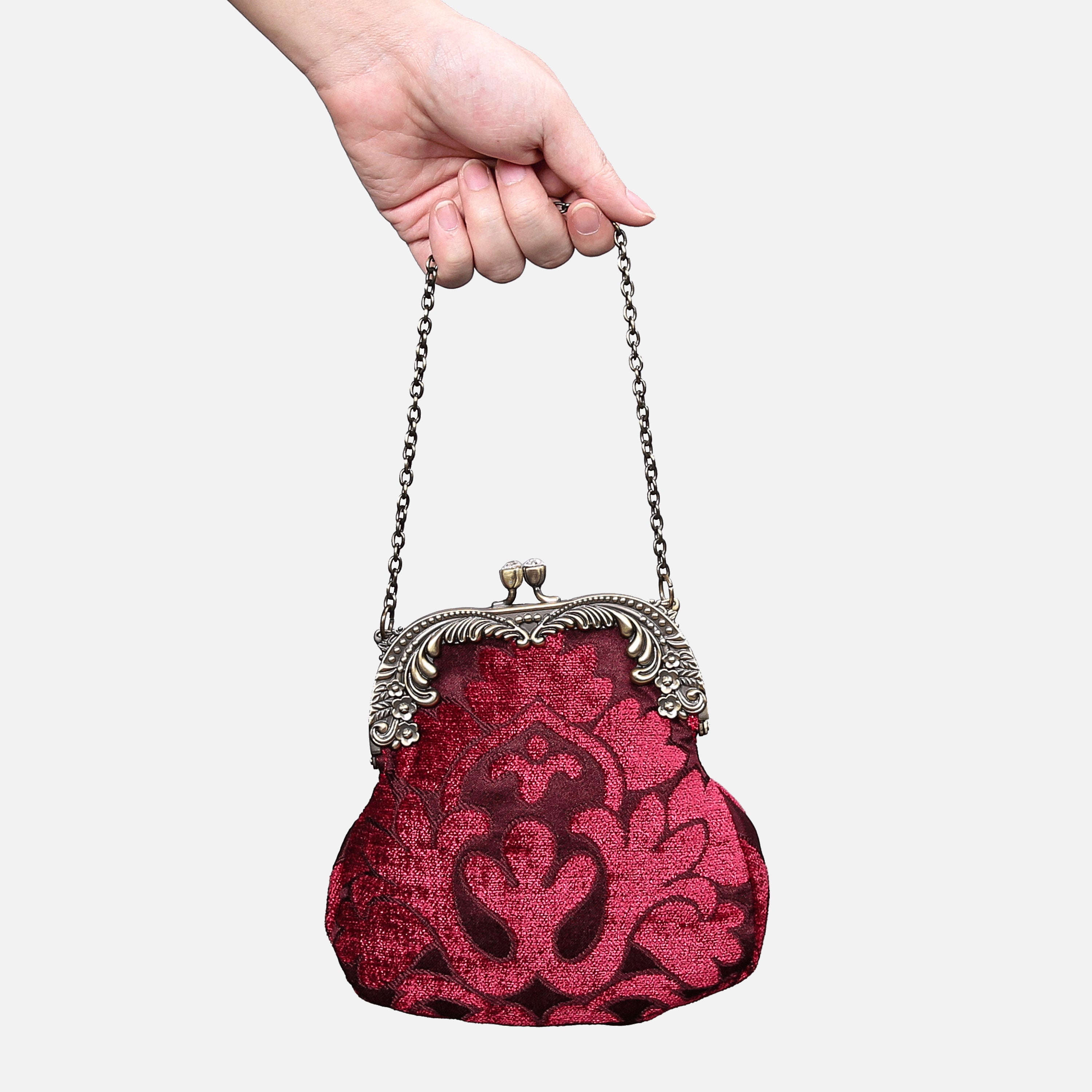 Queen Wine Chatelaine Purse Medium carpet bag of America with chain