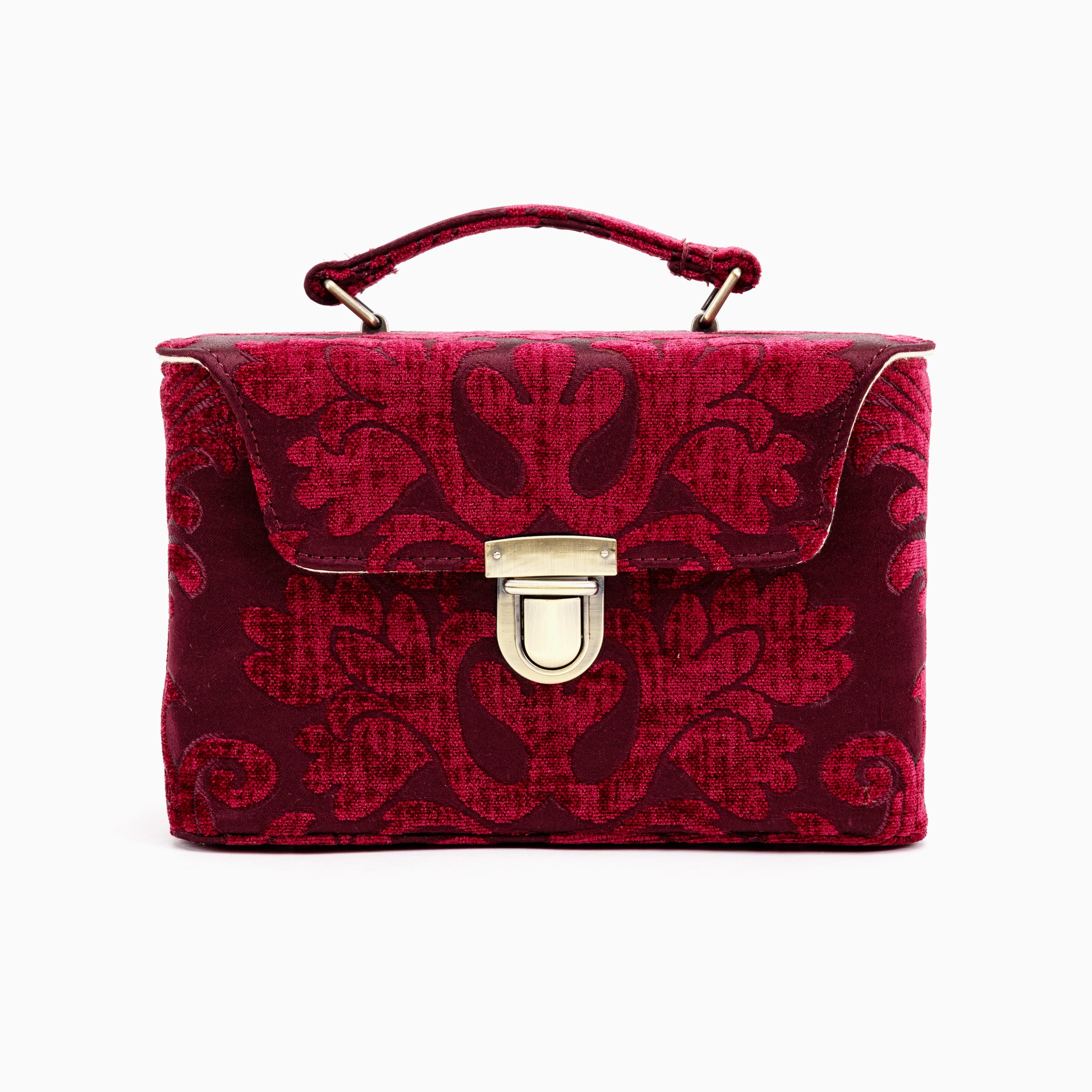 Wine Clara Medium Train Case Purse of America  front