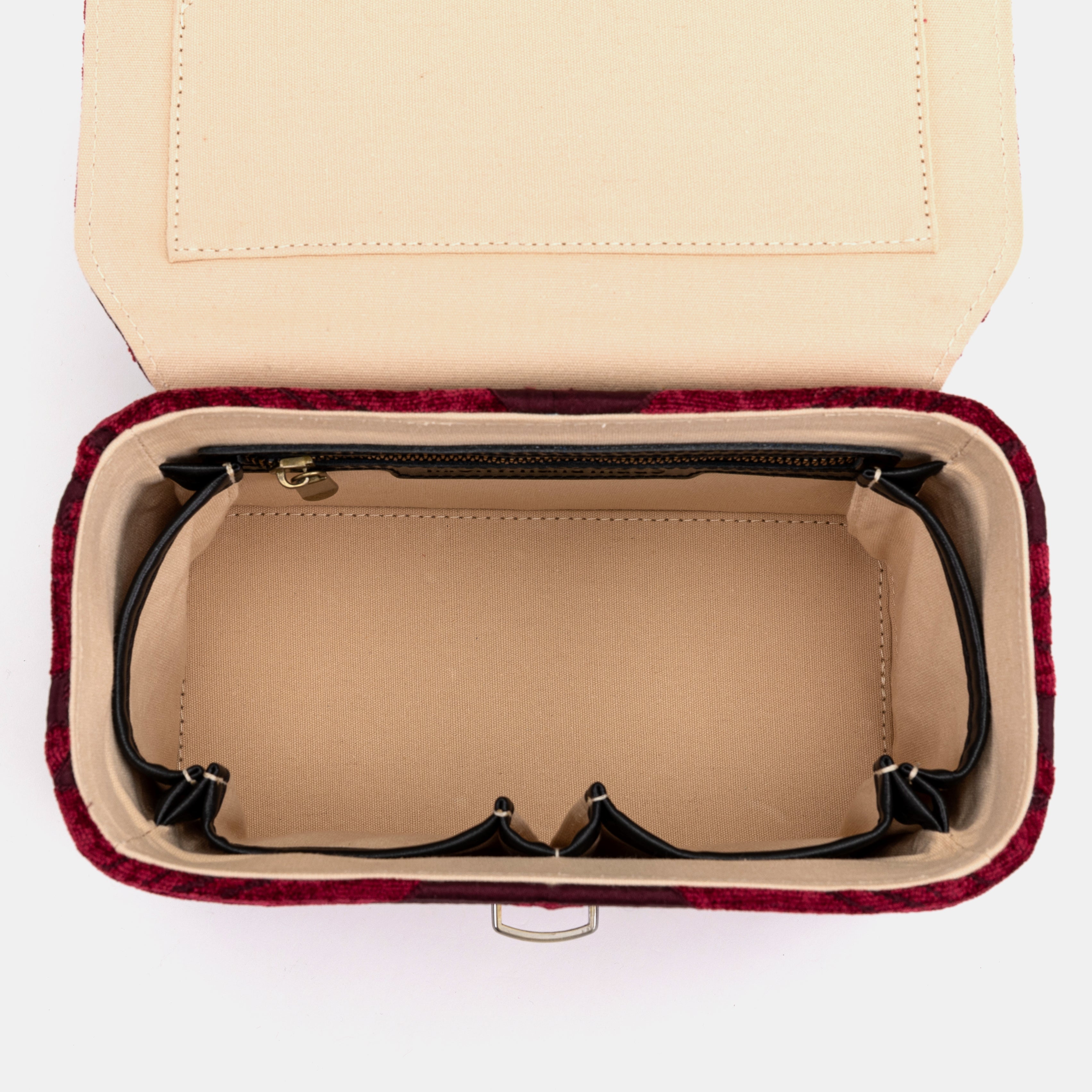 Wine Clara Medium Train Case Purse  of America inside