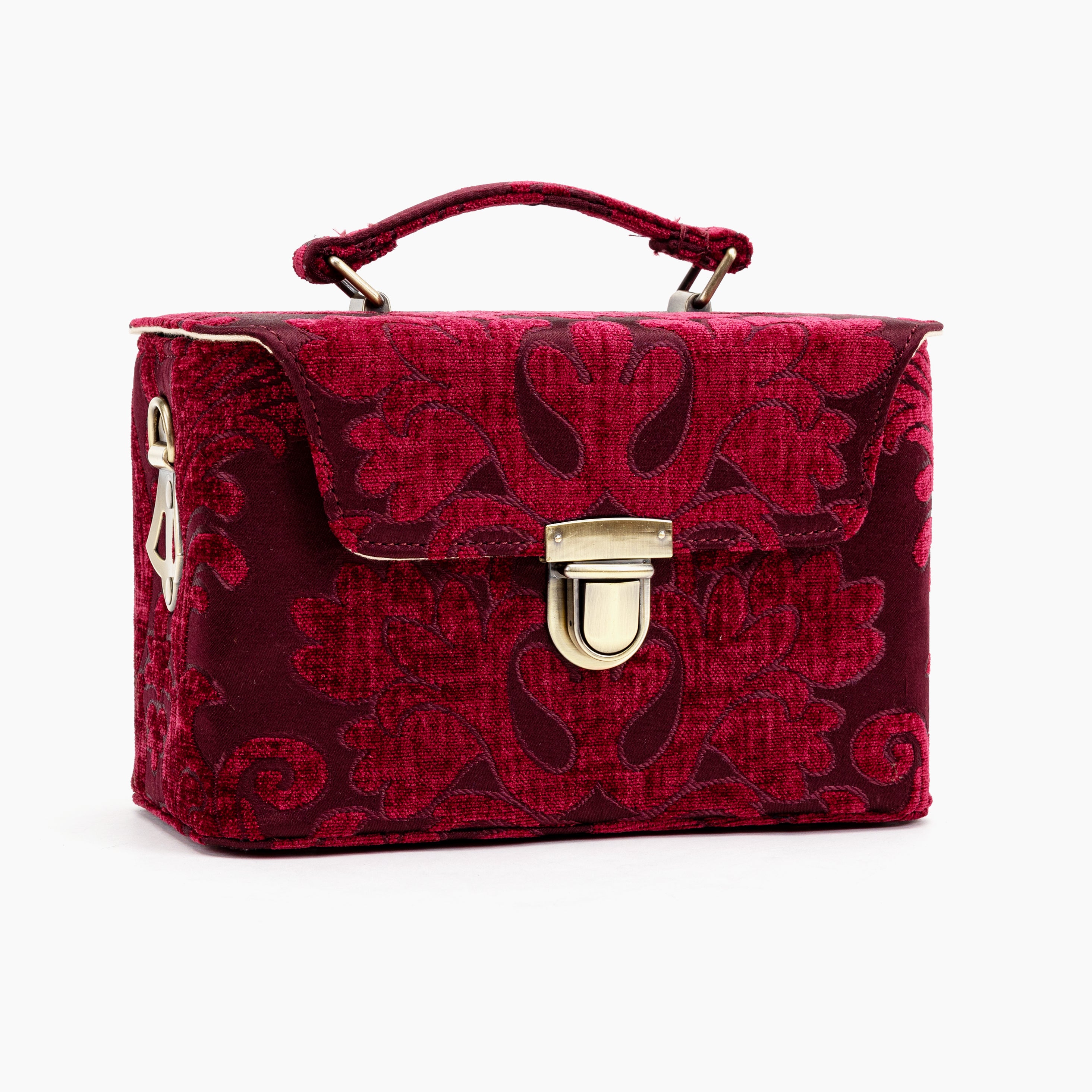 Wine Clara Medium Train Case Purse of America front side
