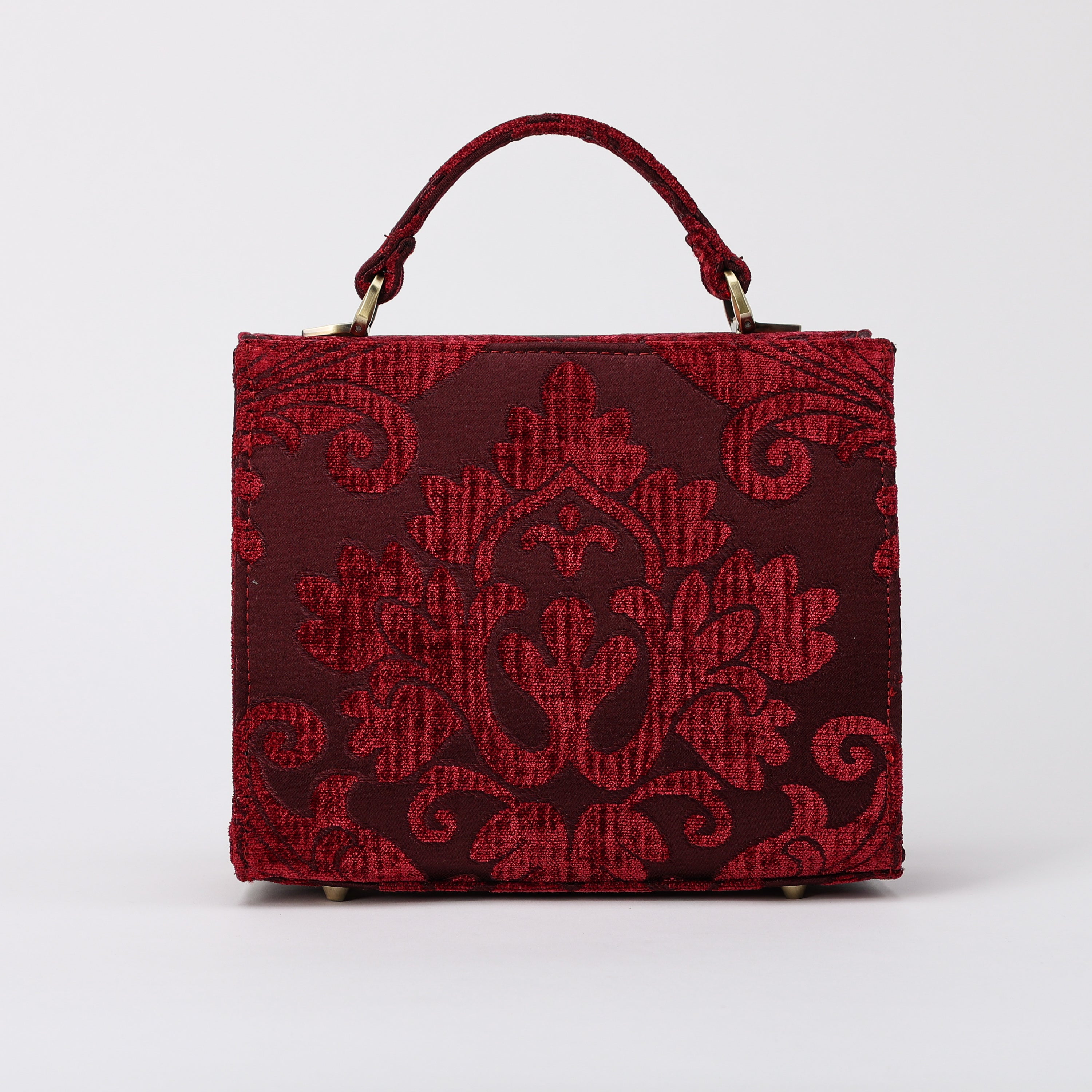 Queen Wine Flap Satchel Carpetbag of America back