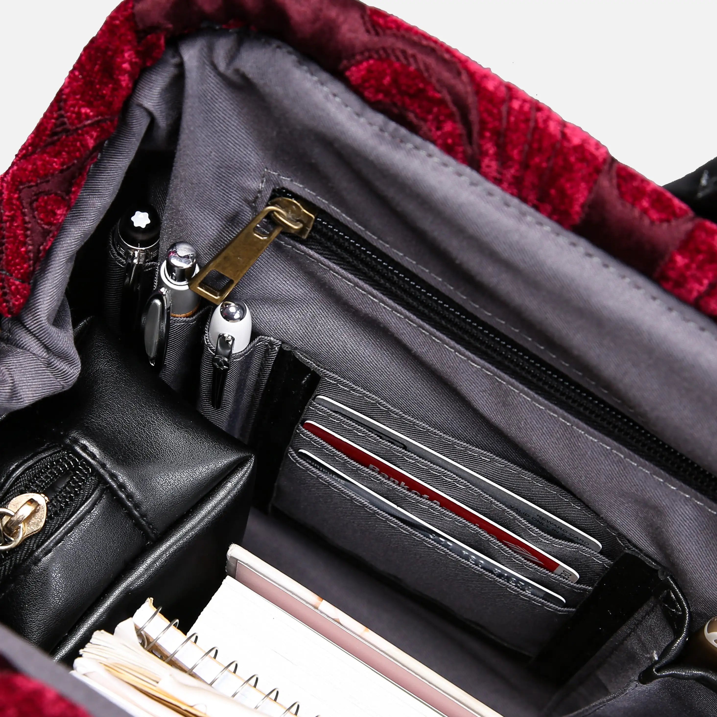 Queen Wine Laptop Work Bag carpet bag of America inside details