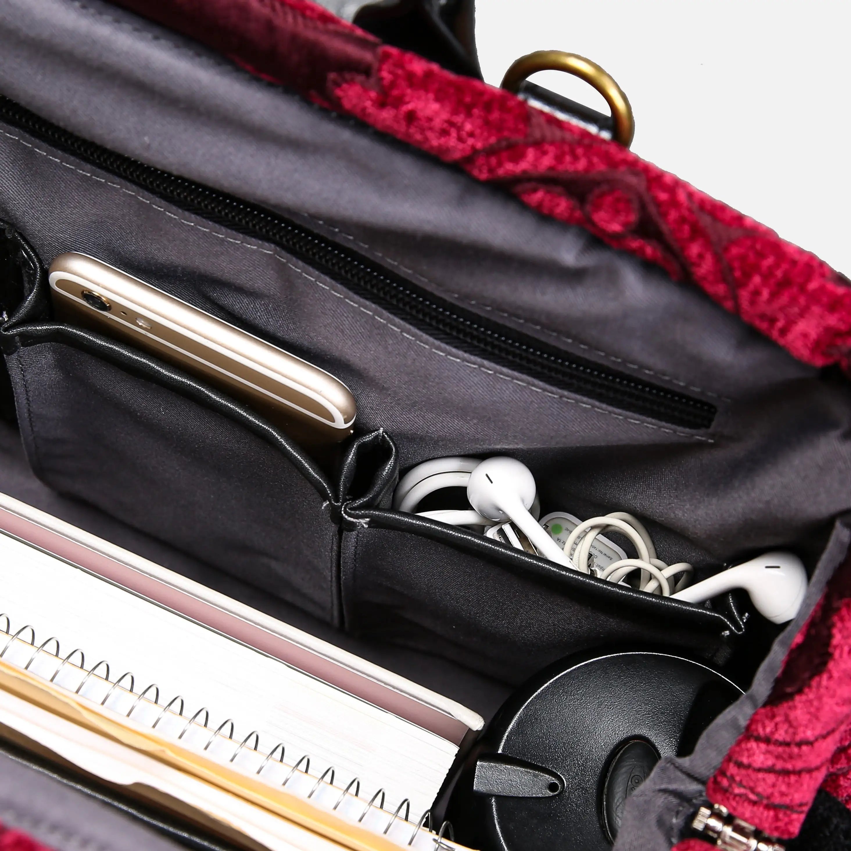Queen Wine Laptop Work Bag carpet bag of America inside details