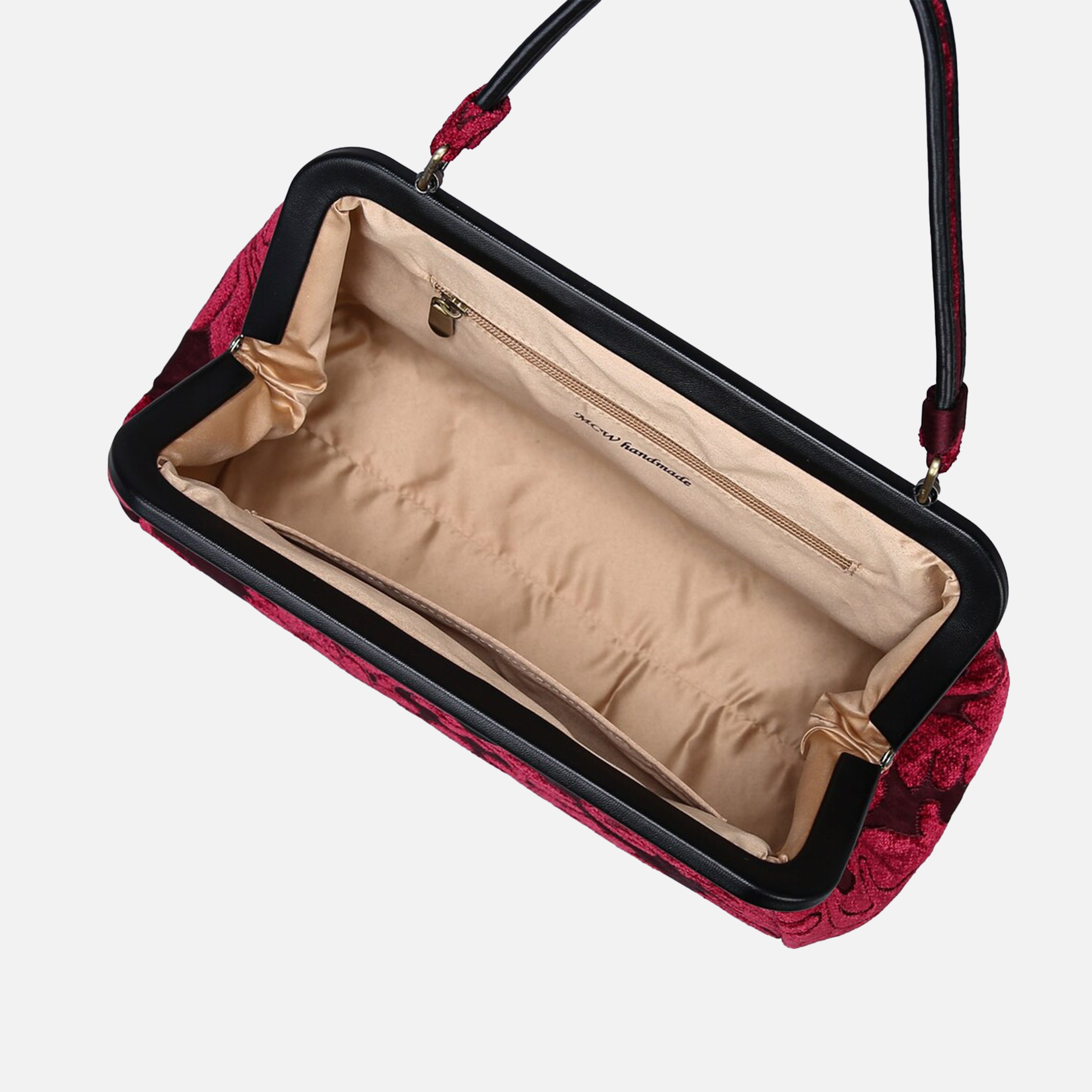 Queen Wine Top Handle Purse carpet bag of America inside