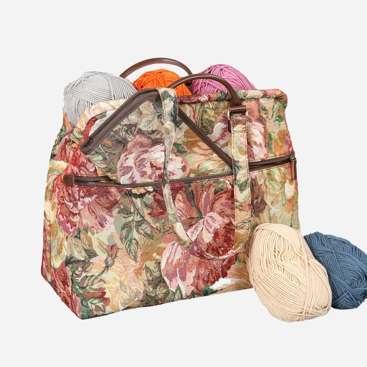 Rose Bush Knitting Project Bag  of America-with needle case