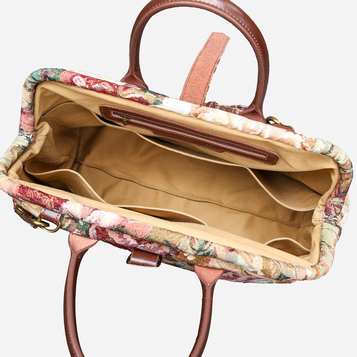 Rose Bush Mary Poppins Weekender Carpet Bag of America open