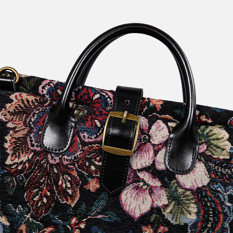 Rose Garden Black Carpet Garment Bag carpet bag of America handle